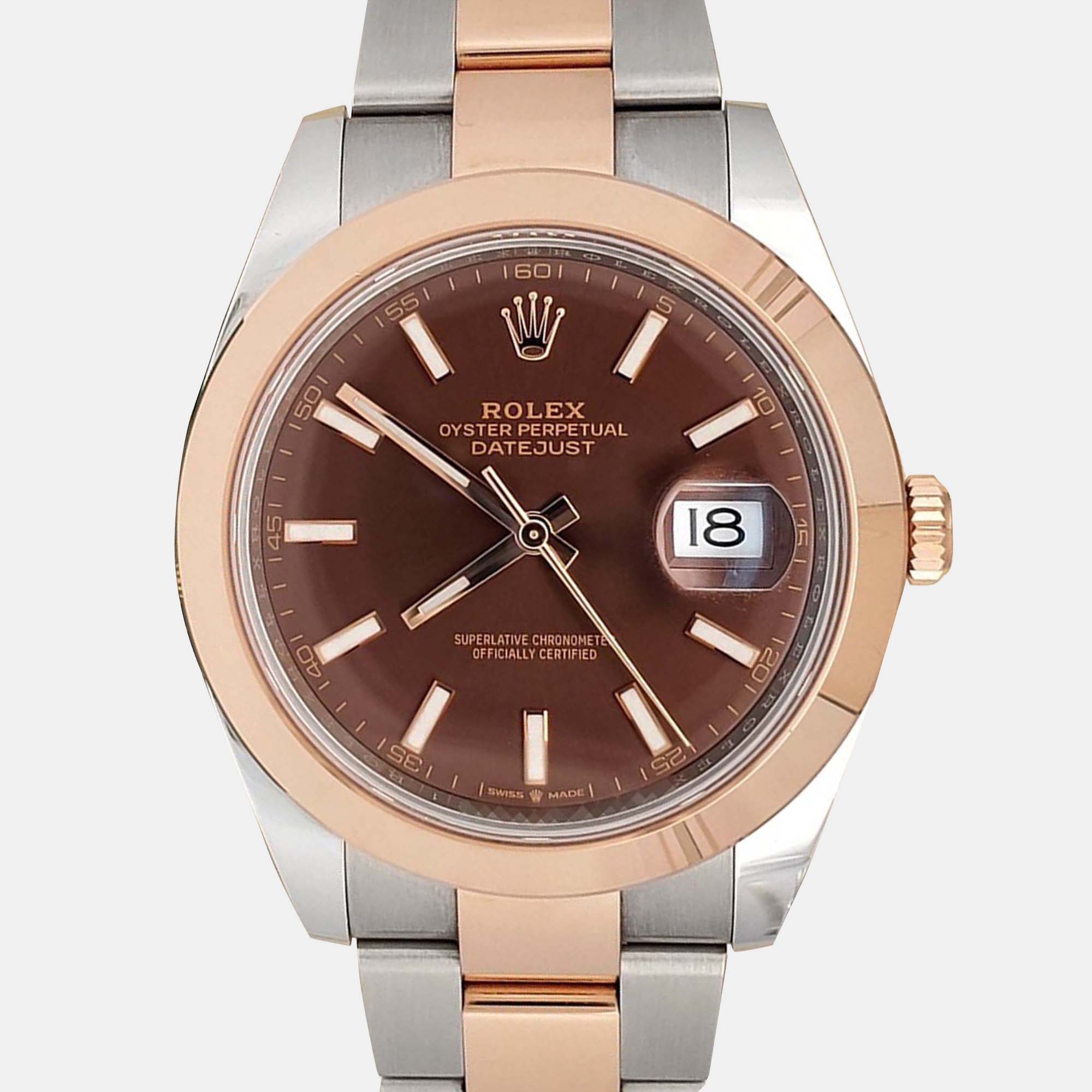 

Rolex Datejust 126301 Automatic Chocolate 18K Rose Gold Stainless Steel Men’s Wristwatch 41 mm, Brown