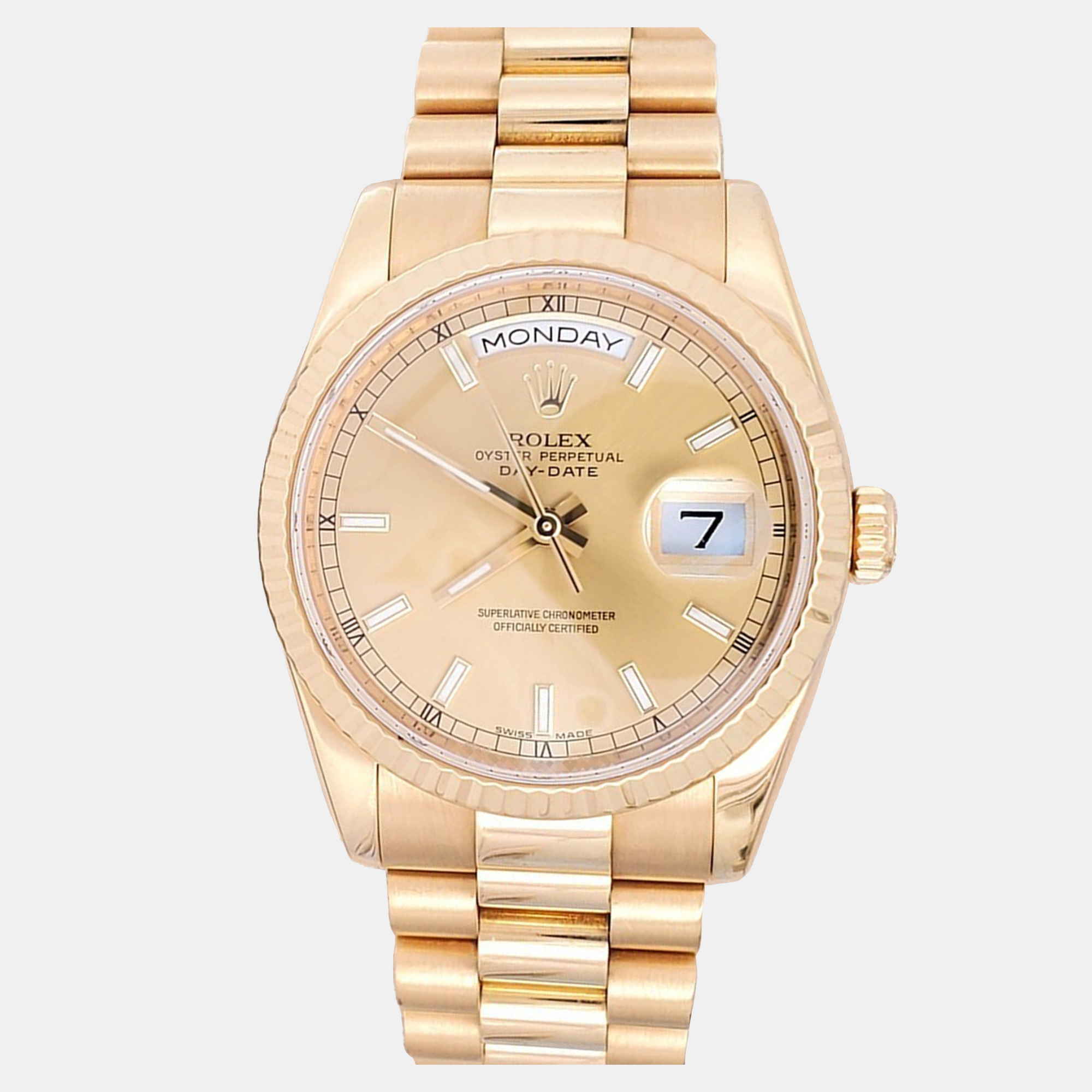 

Rolex President Day-Date 118238 Automatic Champagne 18K Yellow Gold Men’s Wristwatch 36 mm