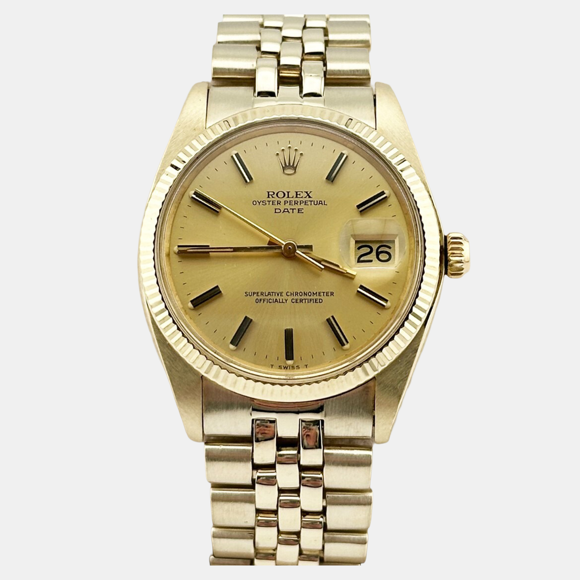 

Rolex Date 1503 Automatic Champagne 14K Yellow Gold Men's Wristwatch 34 mm