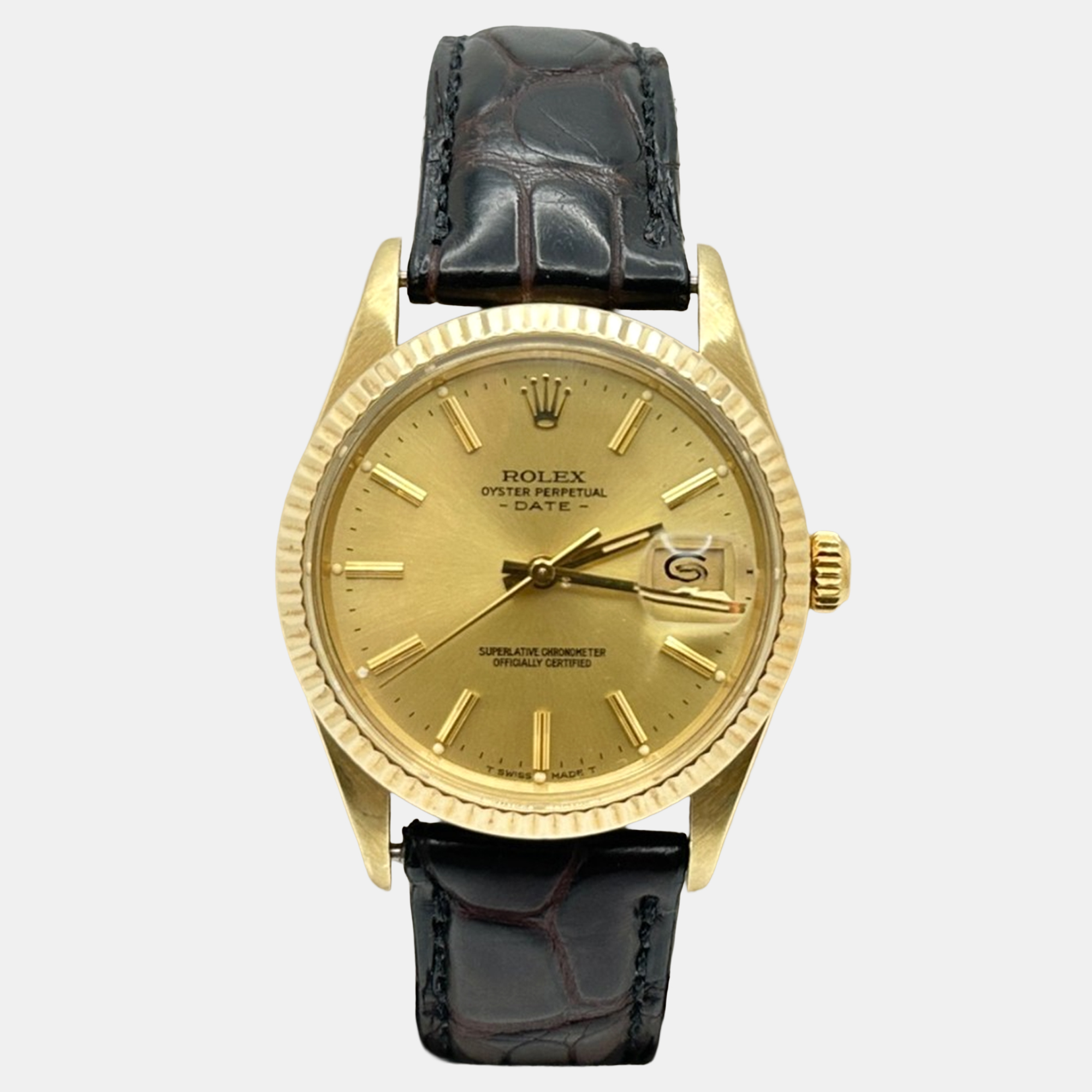 

Rolex Date 15037 Automatic Champagne 14k Yellow Gold Men's Wristwatch 34 mm