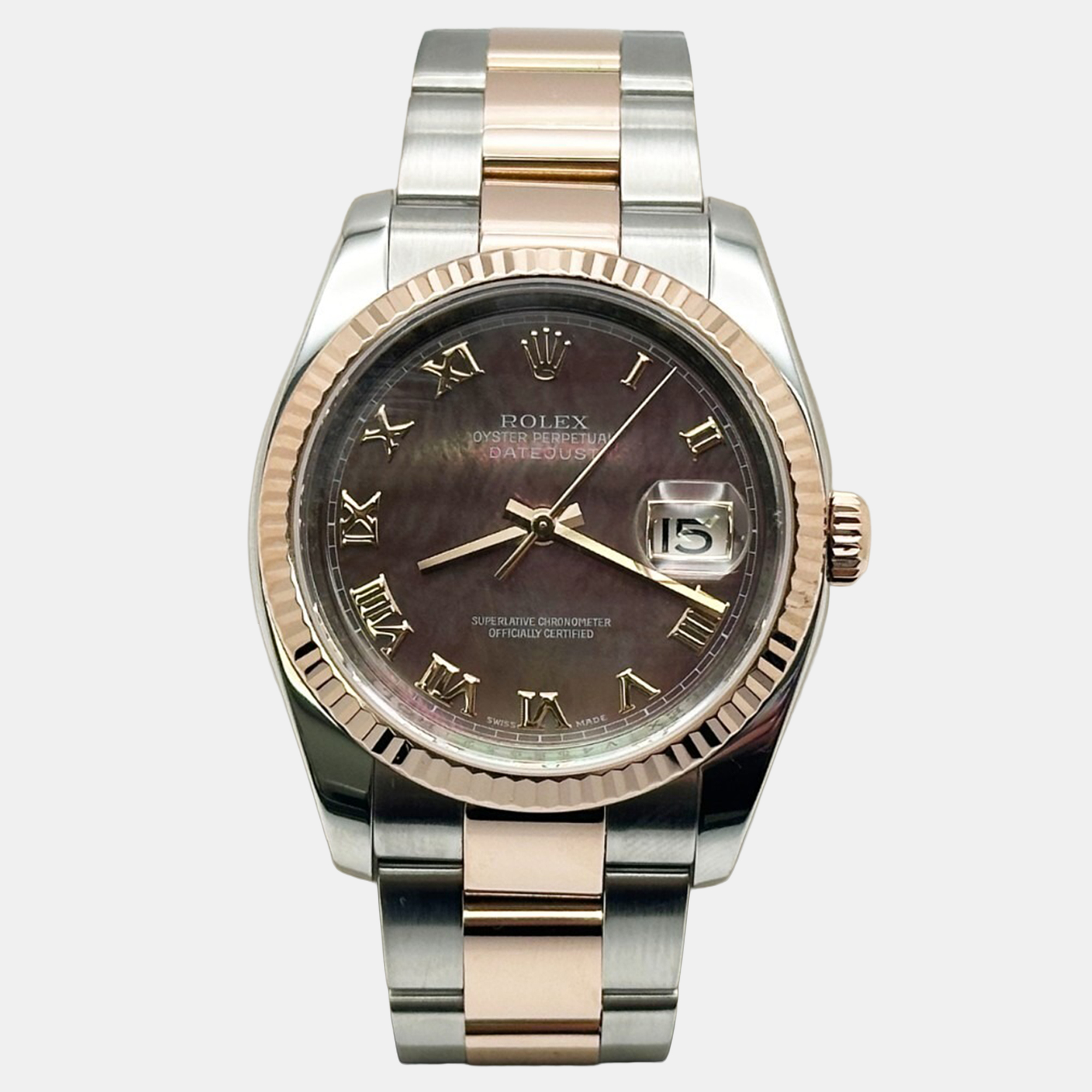 

Rolex Datejust 116231 Automatic Tahitian Mother Of Pearl Steel 18k Rose Gold Men's Wristwatch 36 mm, Multicolor