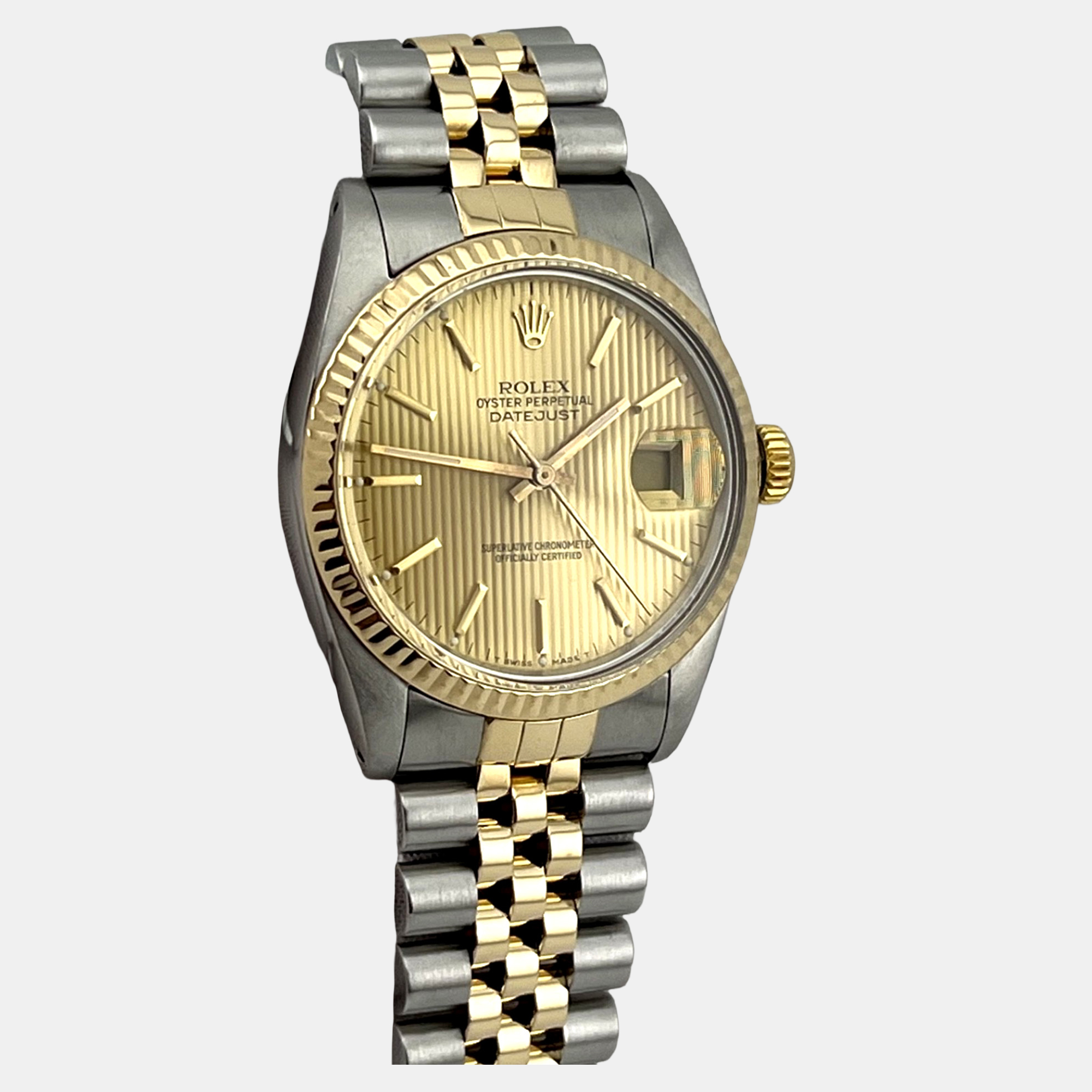 

Rolex Datejust 16013 Automatic Champagne Tapestry 18k Yellow Gold Stainless Steel Men's Wristwatch 36 mm
