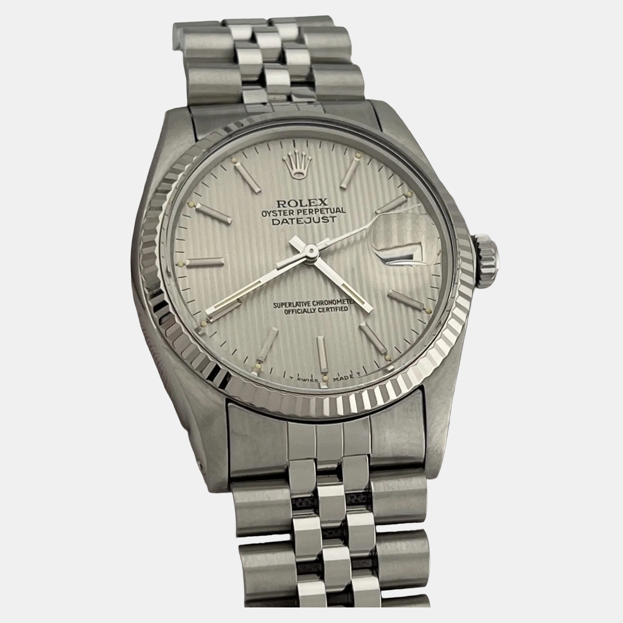 

Rolex Datejust 16014 Automatic Silver Tapestry Stainless Steel Men's Wristwatch 36 mm