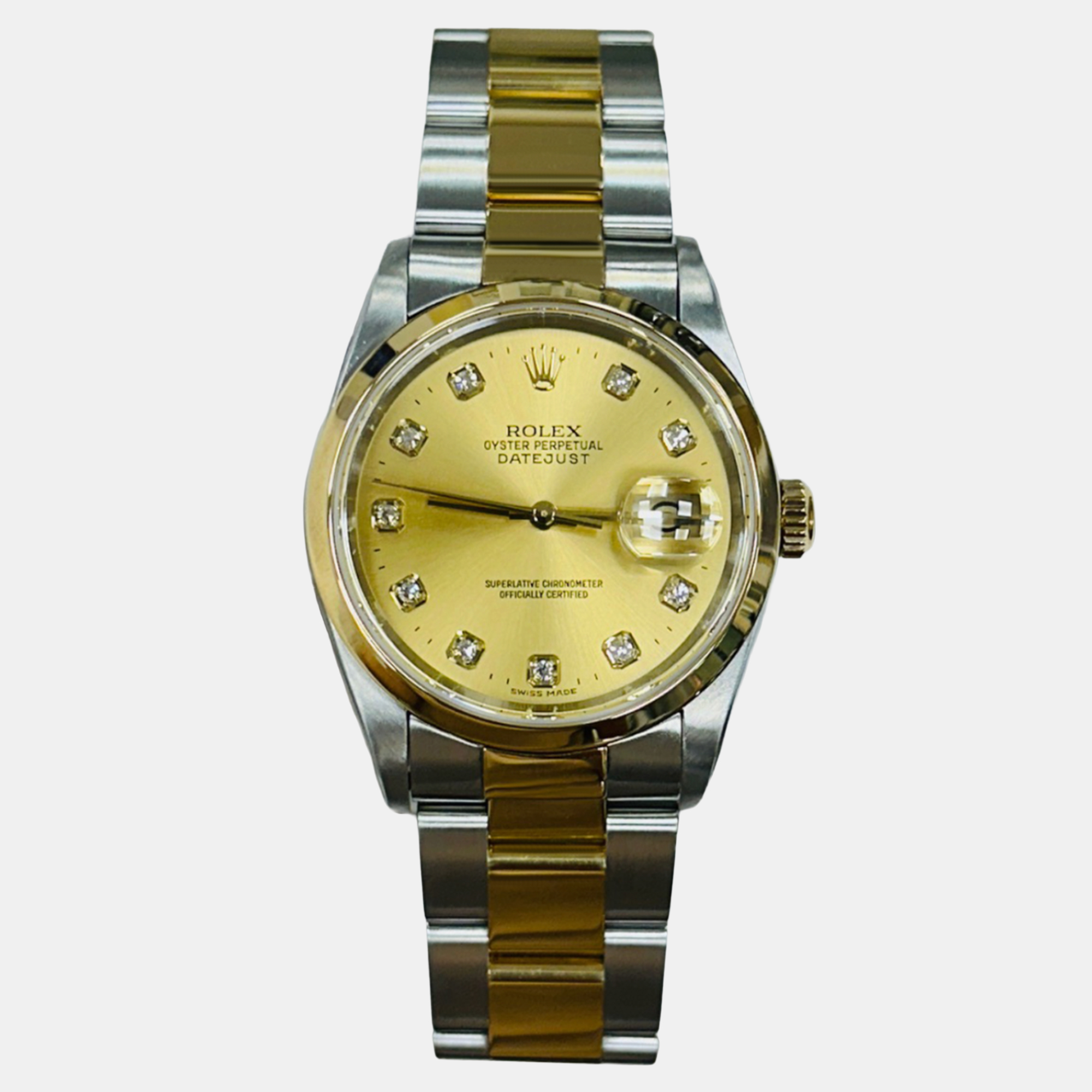 

Rolex Datejust 16203 Automatic Champagne Diamond 18k Gold Stainless Steel Men's Wristwatch 36 mm