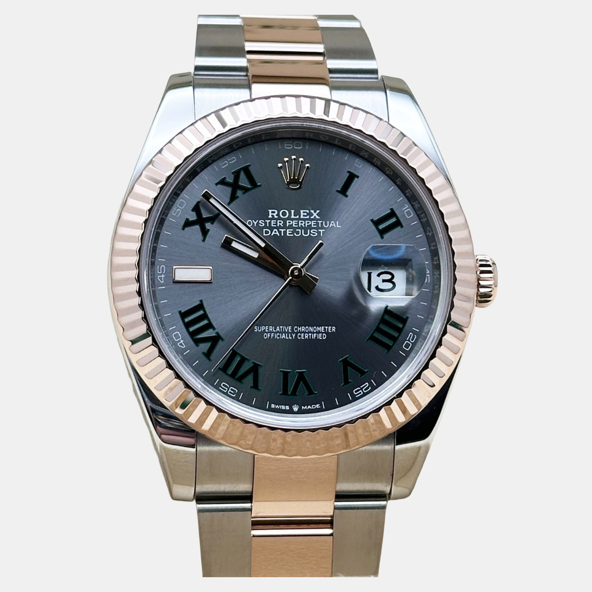 

Rolex Datejust 126331 Automatic Slate Wimbledon 18k Rose Gold Stainless Steel Men's Wristwatch 41 mm, Grey