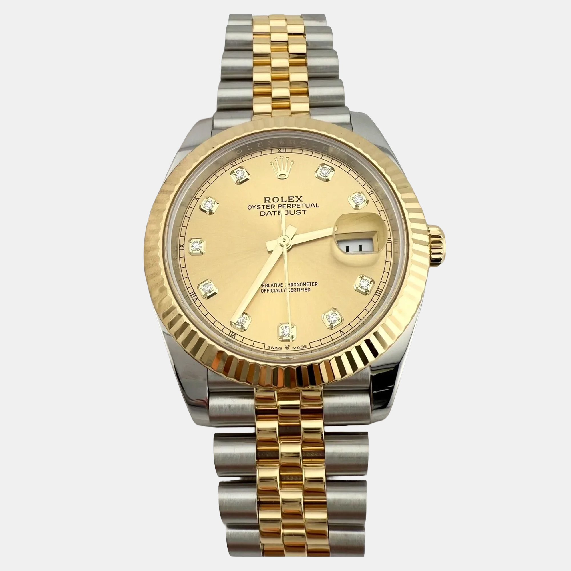 

Rolex Datejust 126333 Automatic Champagne Diamond Stainless Steel 18k Yellow Gold Men's Wristwatch 41 mm