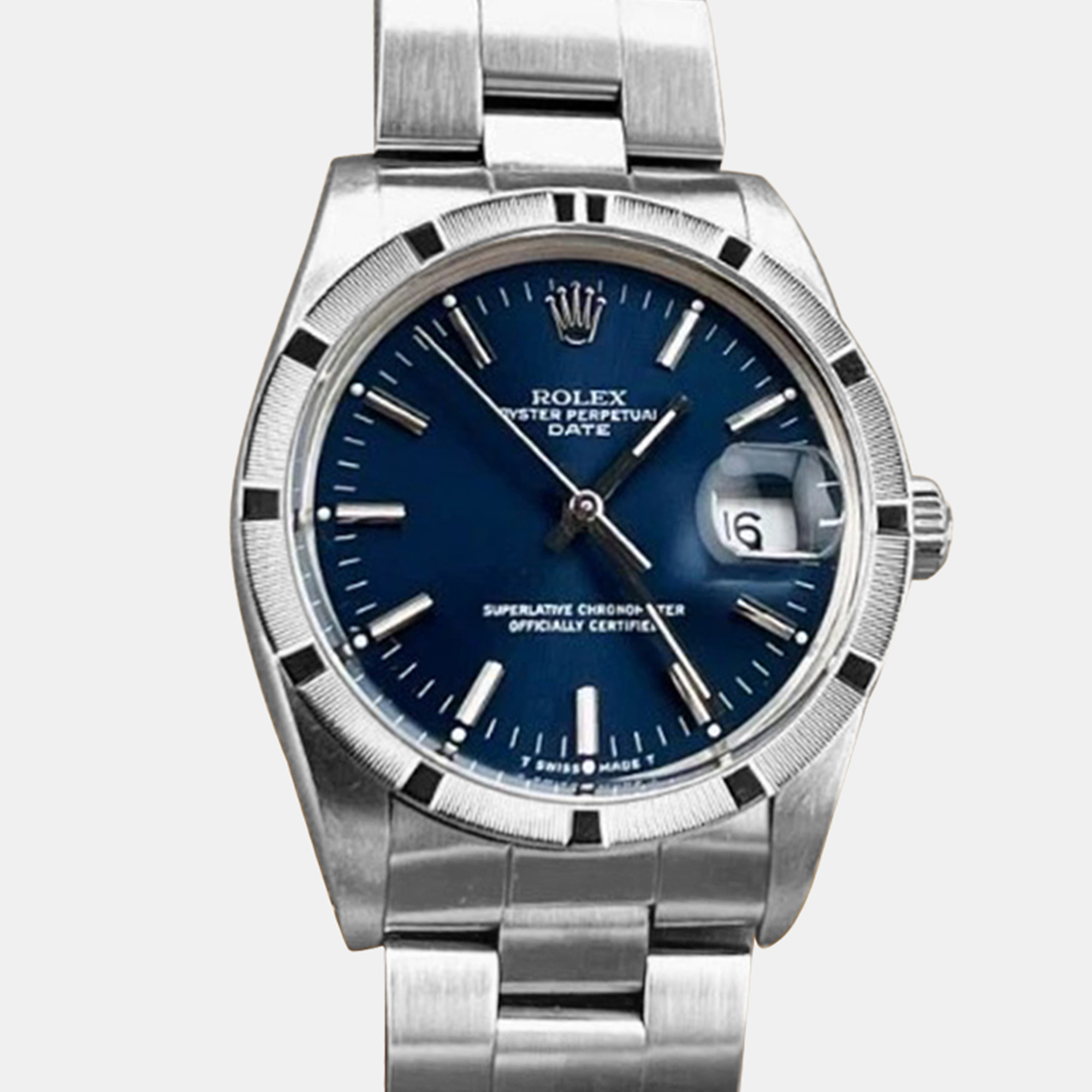 

Rolex Date 15010 Automatic Blue Stainless Steel Men's Wristwatch 34 mm