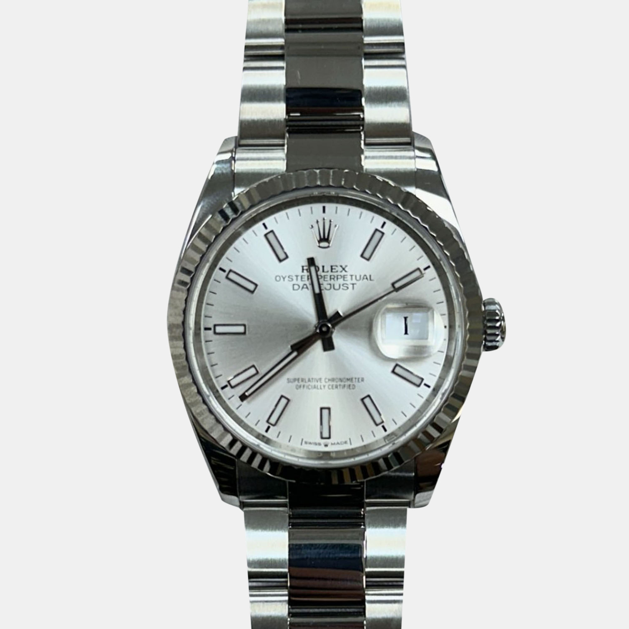 

Rolex Datejust 126234 Automatic Silver Stainless Steel 18k White Gold Men's Wristwatch 36 mm