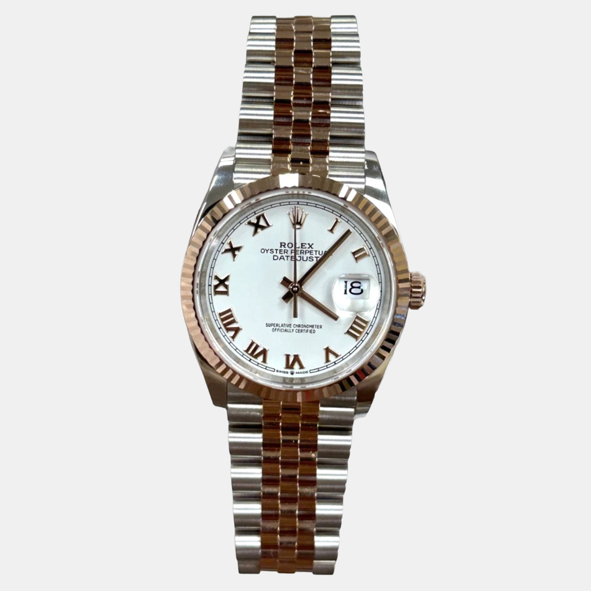 

Rolex Datejust 126231 Automatic White 18k Rose Gold Stainless Steel Men's Wristwatch 36 mm
