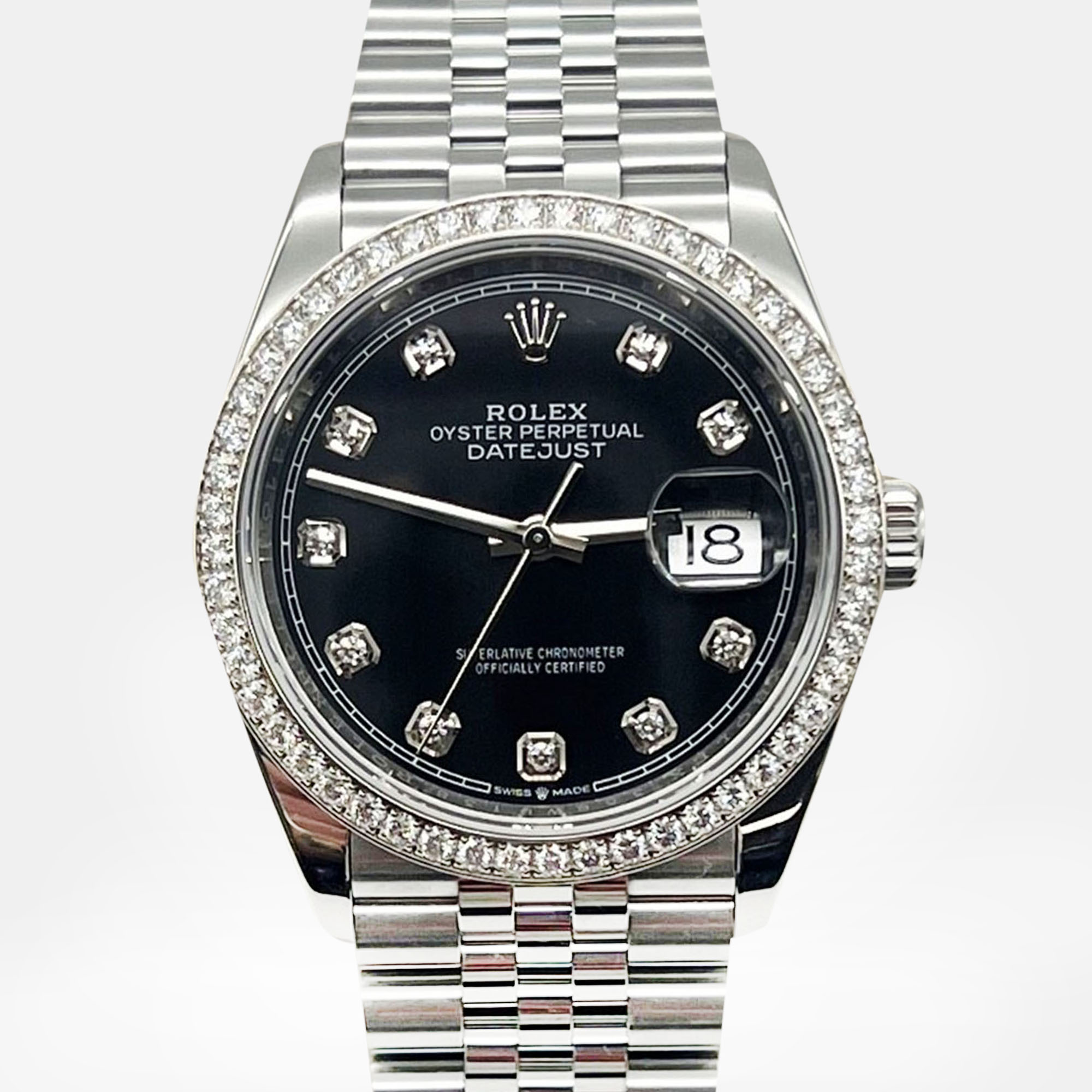 

Rolex Datejust 126284RBR Automatic Black Diamond Stainless Steel Men's Wristwatch 36 mm