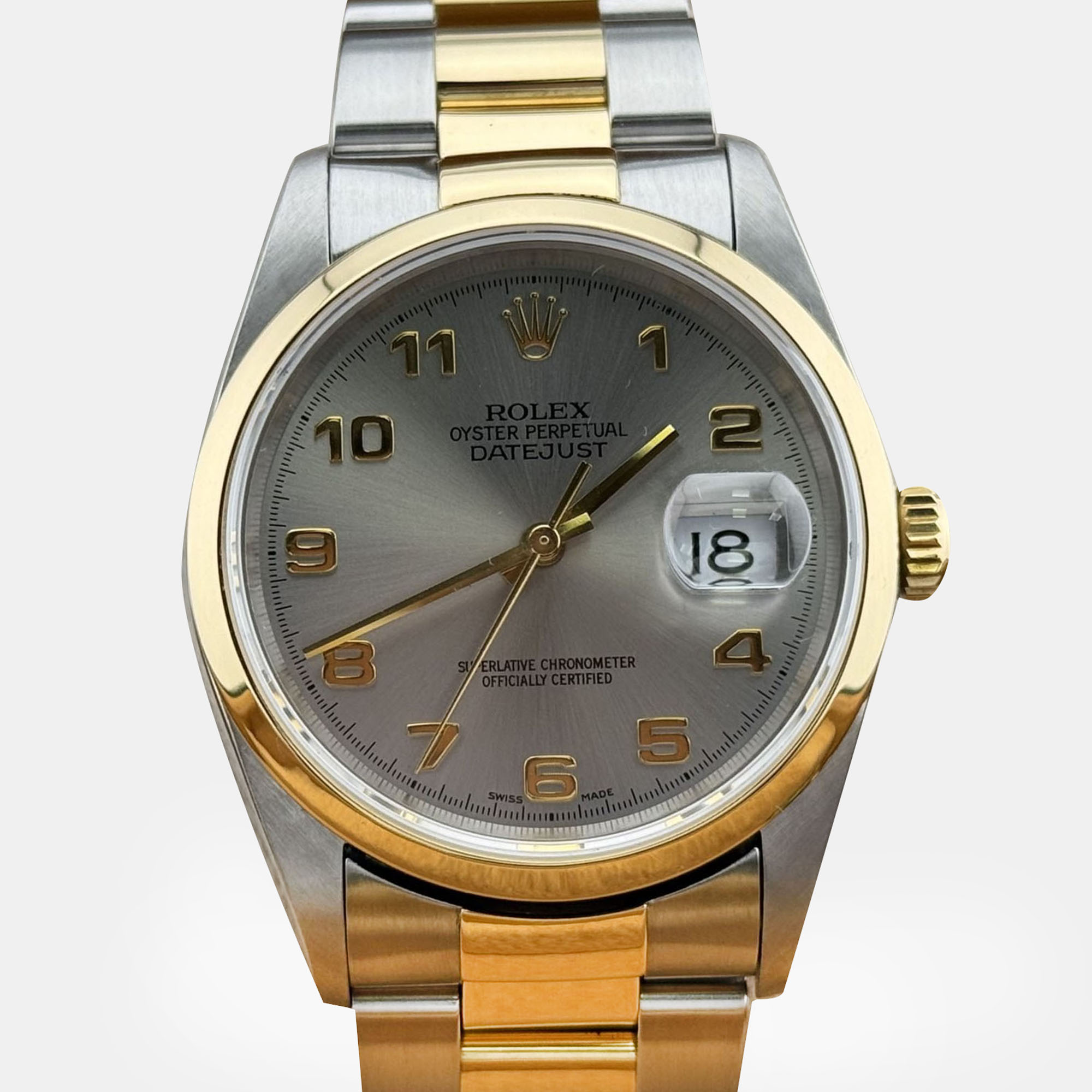 

Rolex Datejust 16203 Automatic Slate Stainless Steel 18K Yellow Gold Men's Wristwatch 36 mm, Grey