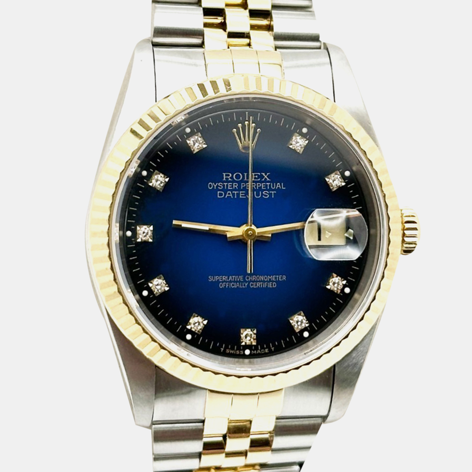 

Rolex Datejust 16233 Automatic Blue Vignette Diamond 18K Yellow Gold Stainless Steel Men's Wristwatch 36 mm