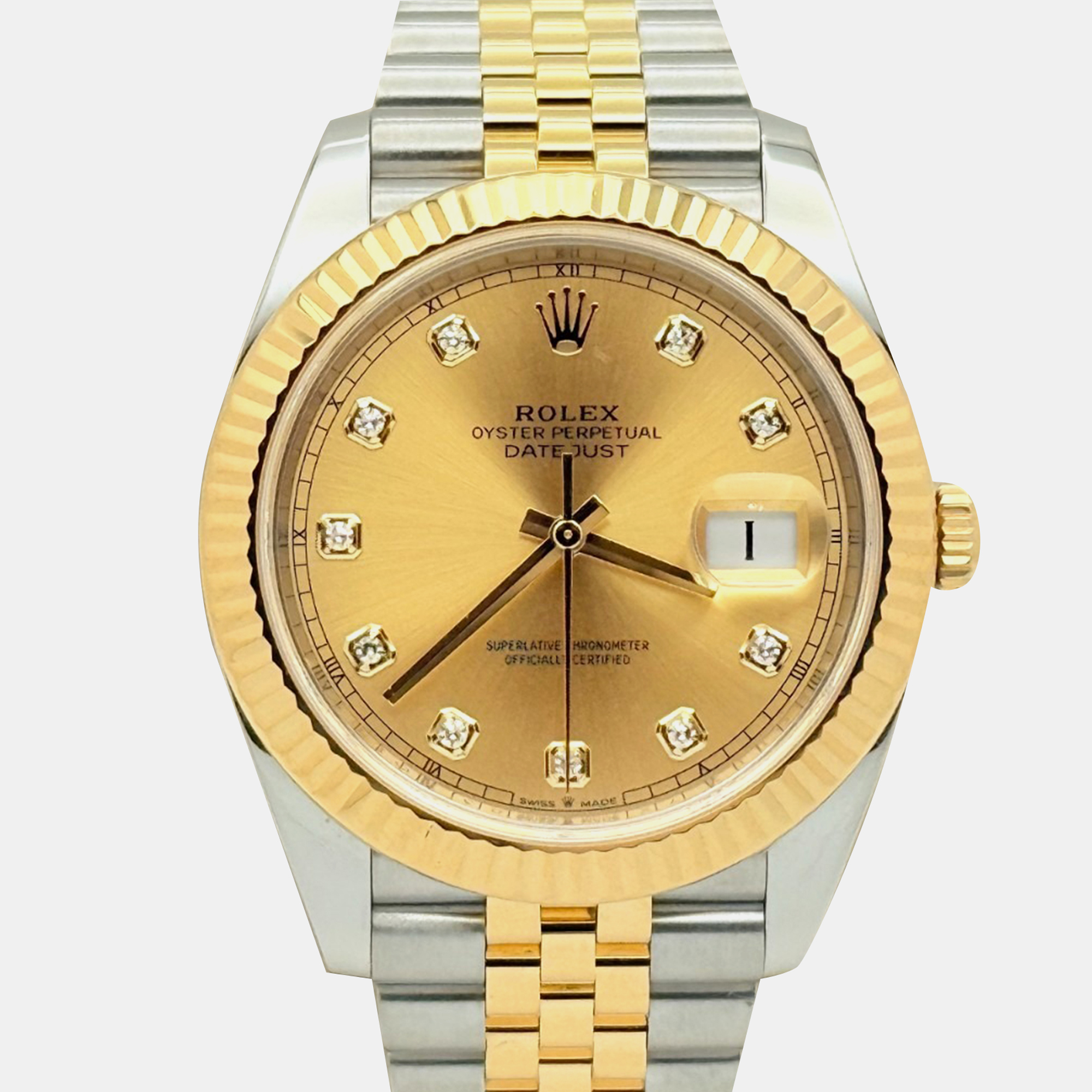 

Rolex Datejust 126333 Automatic Champagne Diamond 18K Yellow Gold Stainless Steel Men's Wristwatch 41 mm