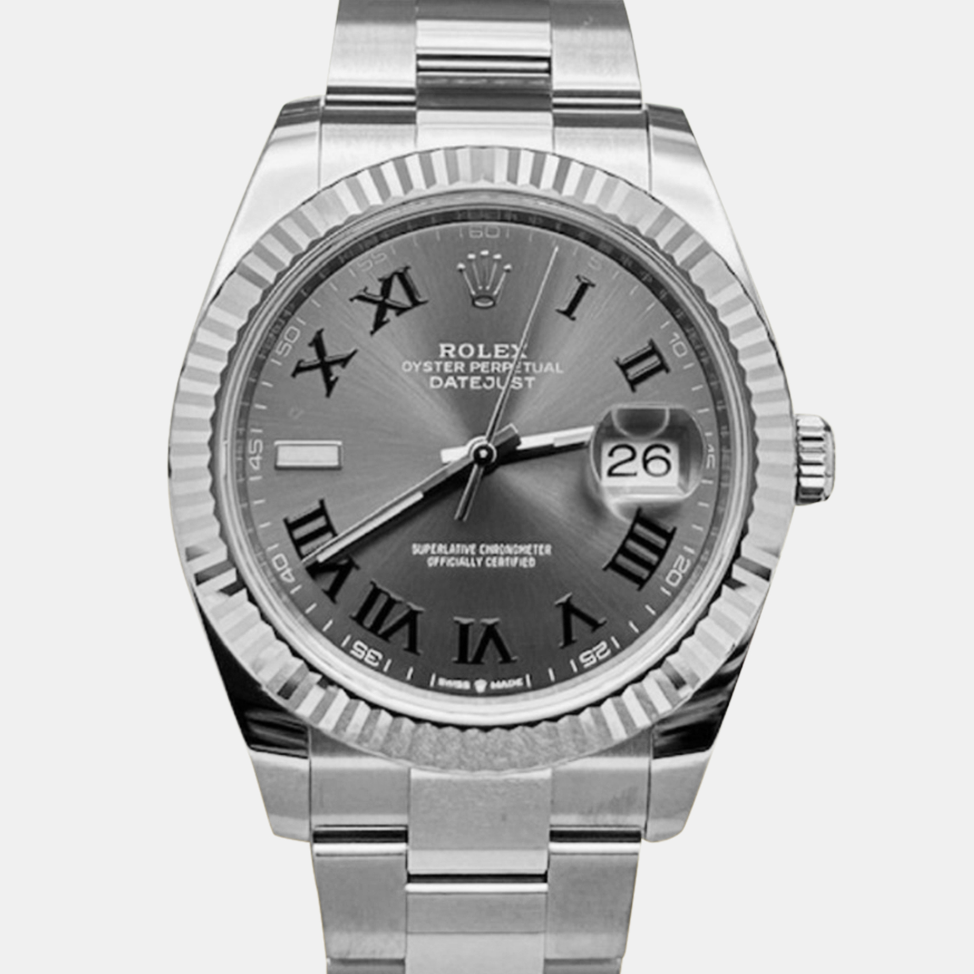 

Rolex Datejust 126334 Automatic Slate 18K White Gold Stainless Steel Men's Wristwatch 41 mm, Grey