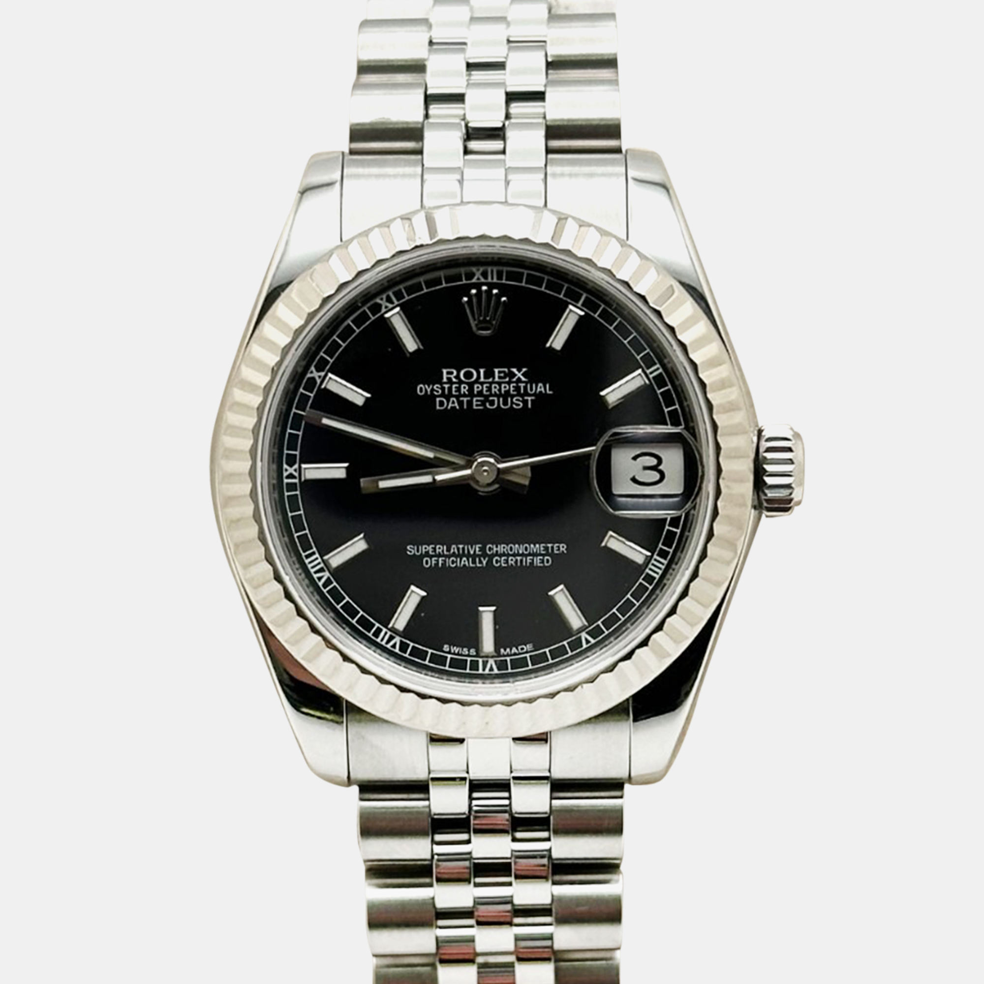 

Rolex Datejust 178274 Automatic Black Stainless Steel 18K White Gold Men's Wristwatch 31 mm