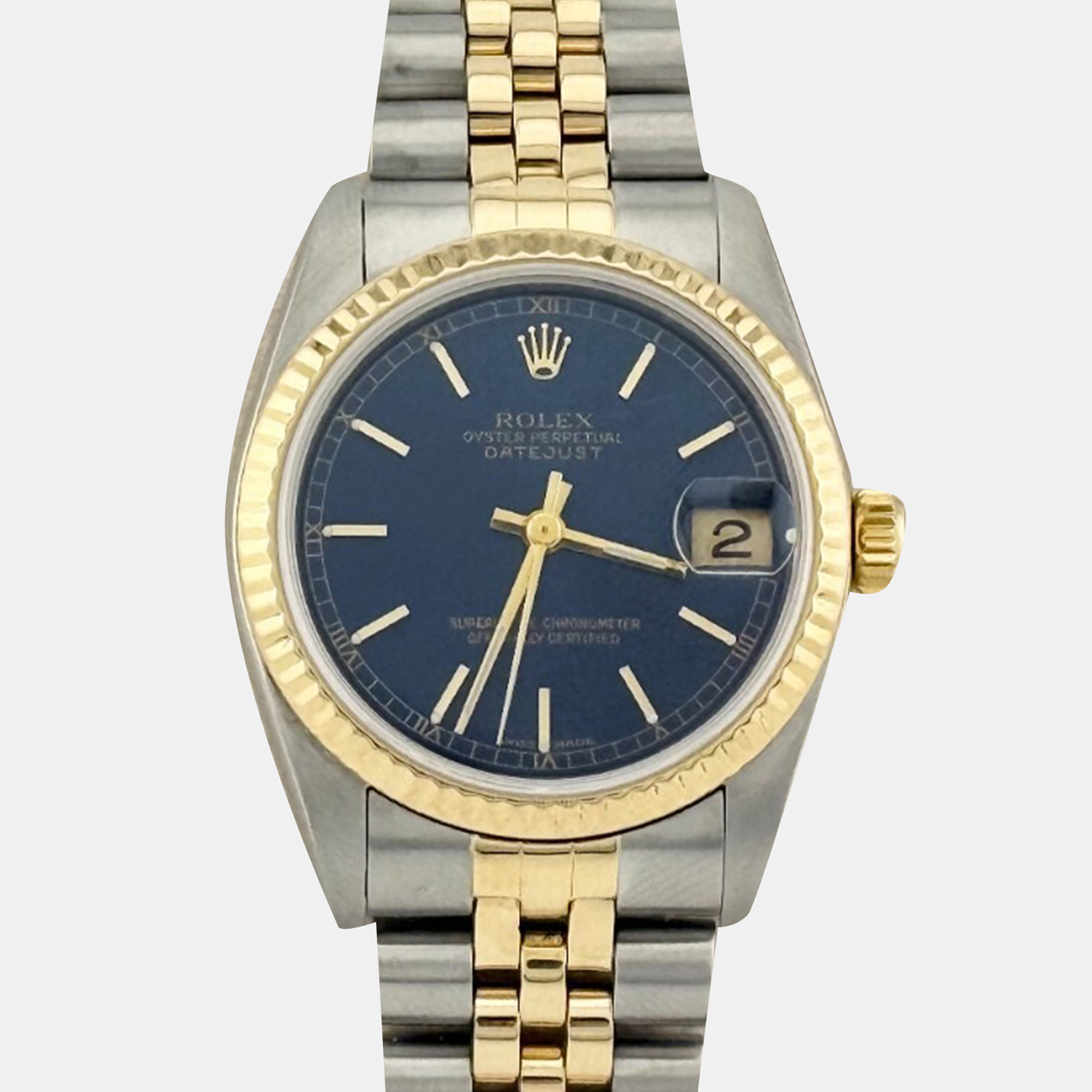 

Rolex Datejust 78273 Automatic Blue 18K Yellow Gold Stainless Steel Men's Wristwatch 31 mm