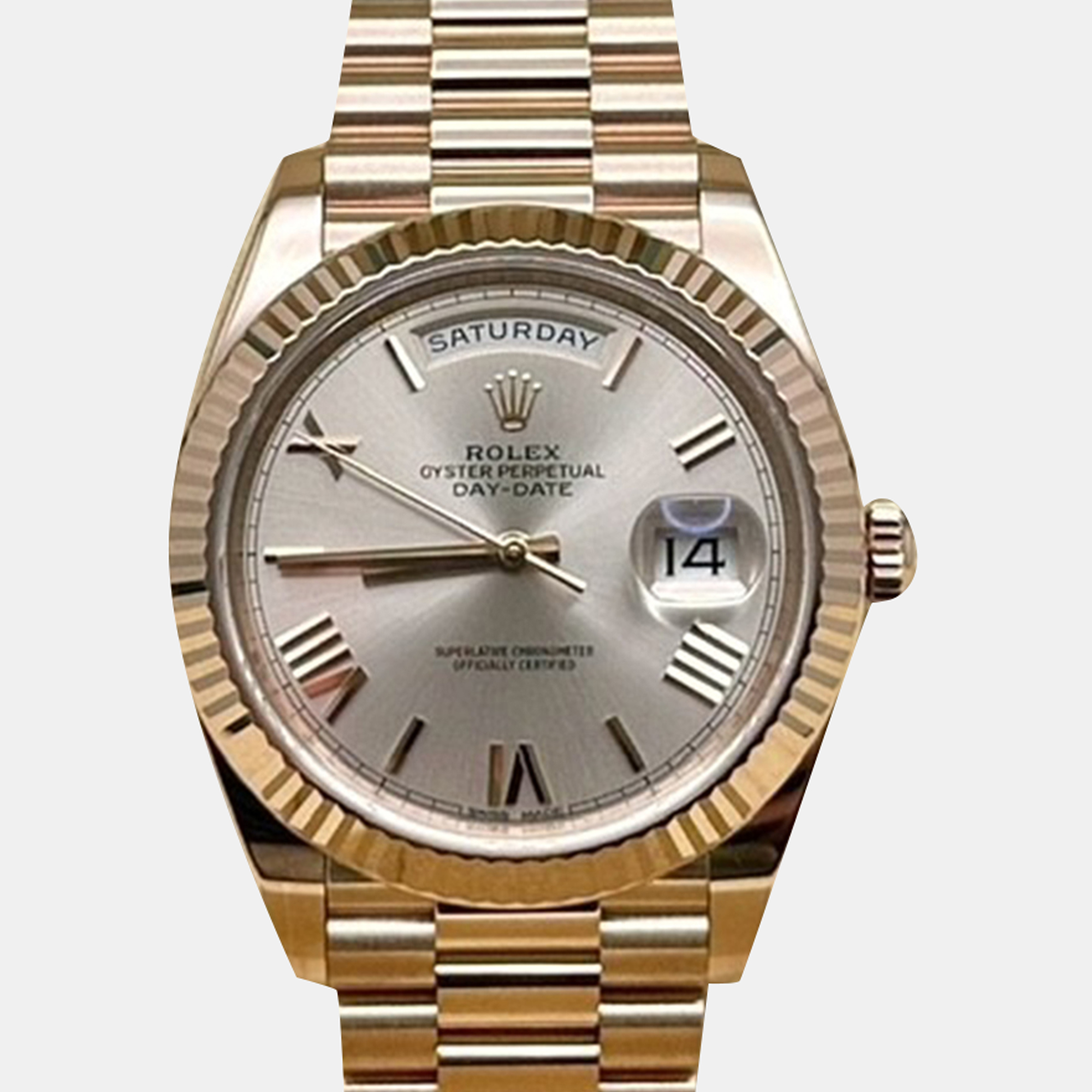 

Rolex President Day Date 228235 Automatic Sundust 18K Rose Gold Men's Wristwatch 40 mm, Pink