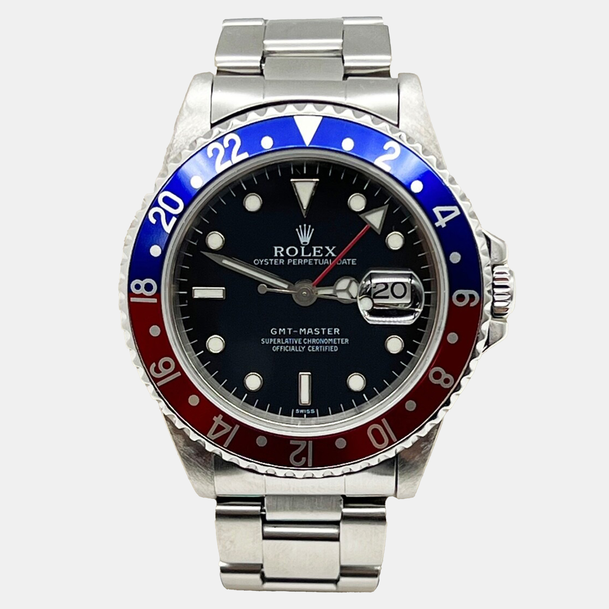 

Rolex GMT Master 16700 Automatic Pepsi Red & Blue Stainless Steel Men's Wristwatch, Black