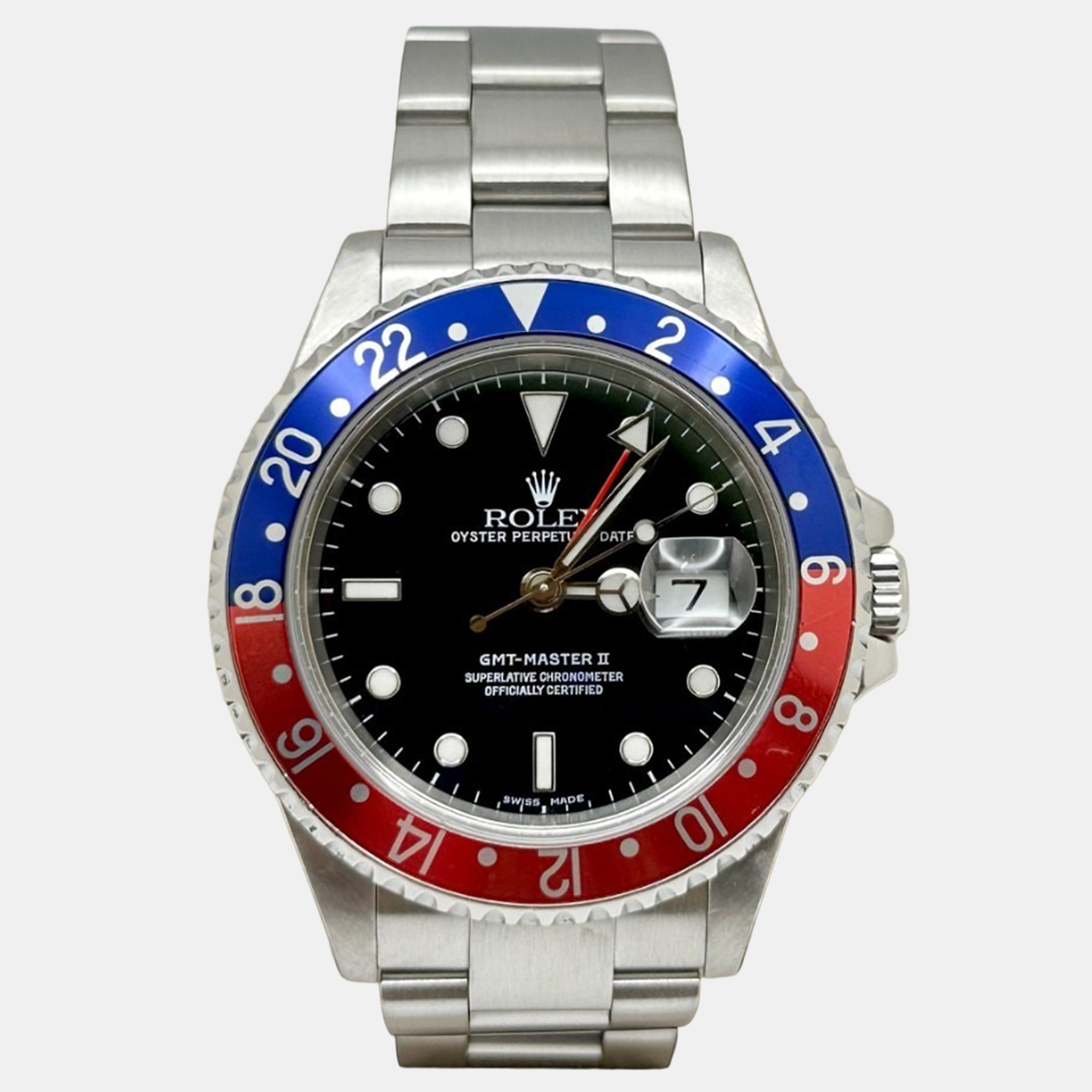 

Rolex GMT-Master II 16710 Automatic Pepsi Red & Blue Stainless Steel Men's Wristwatch 40 mm, Black
