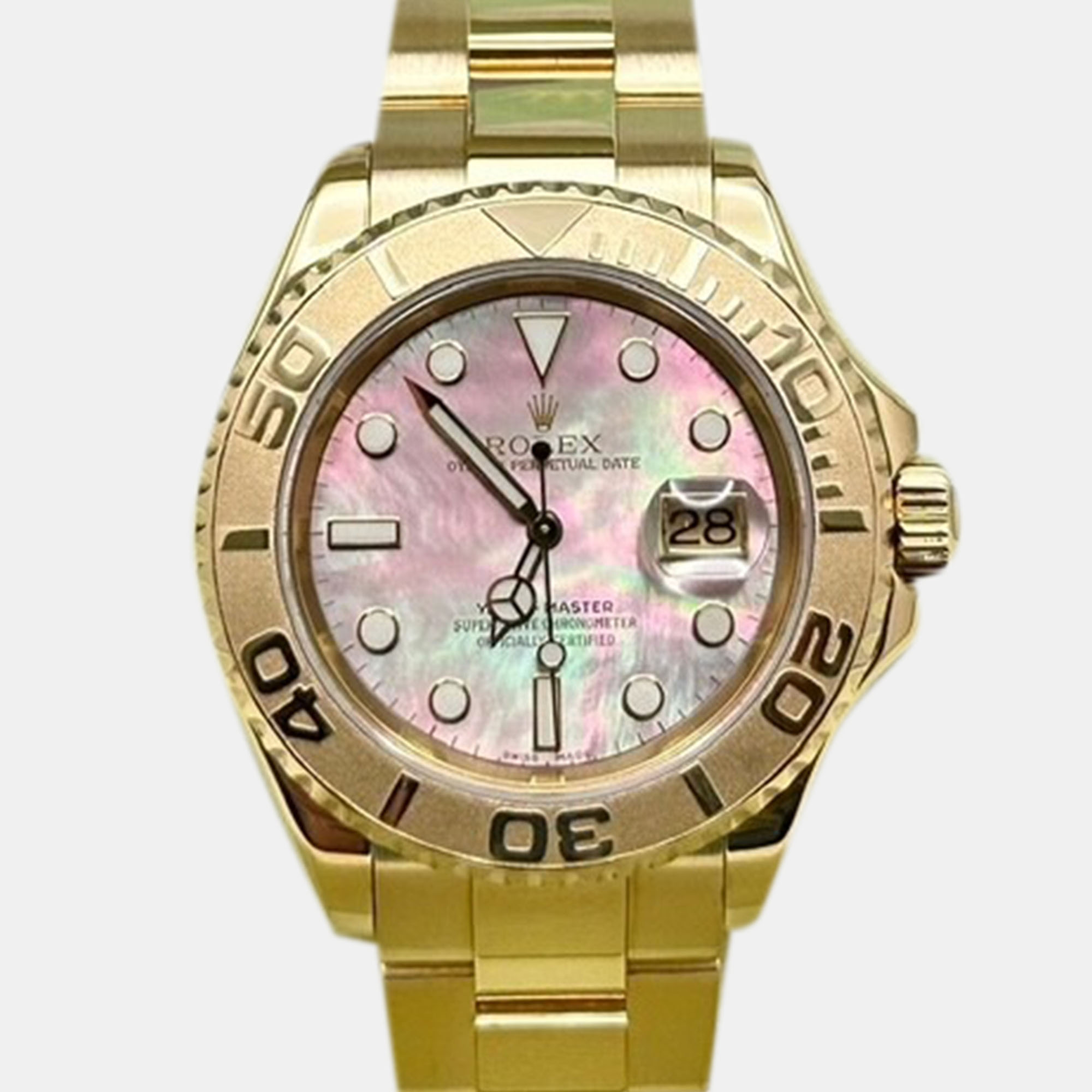 

Rolex Yacht Master 16628 Automatic Black 18K Yellow Gold Men's Wristwatch, Pink