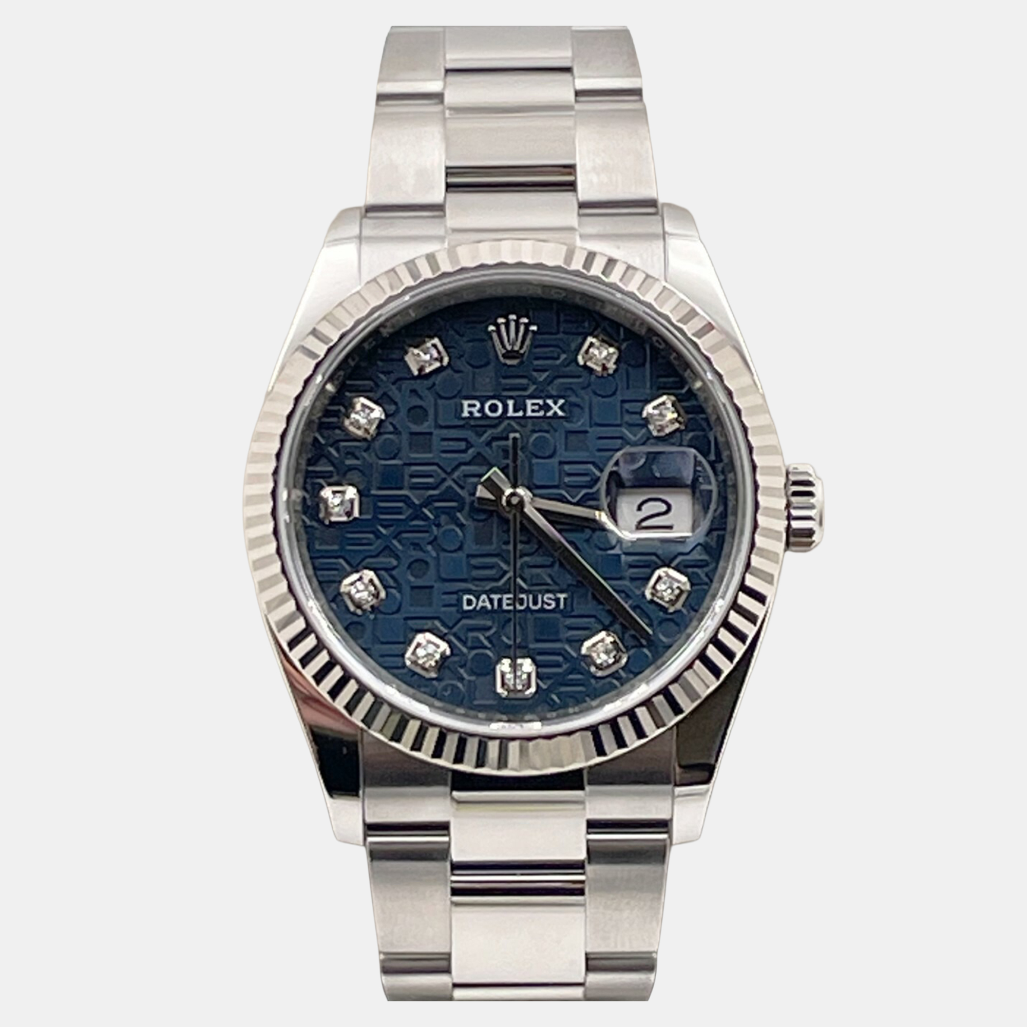 

Rolex Datejust 126234 Automatic Blue Diamond Stainless Steel 18K White Gold Men's Wristwatch 36 mm