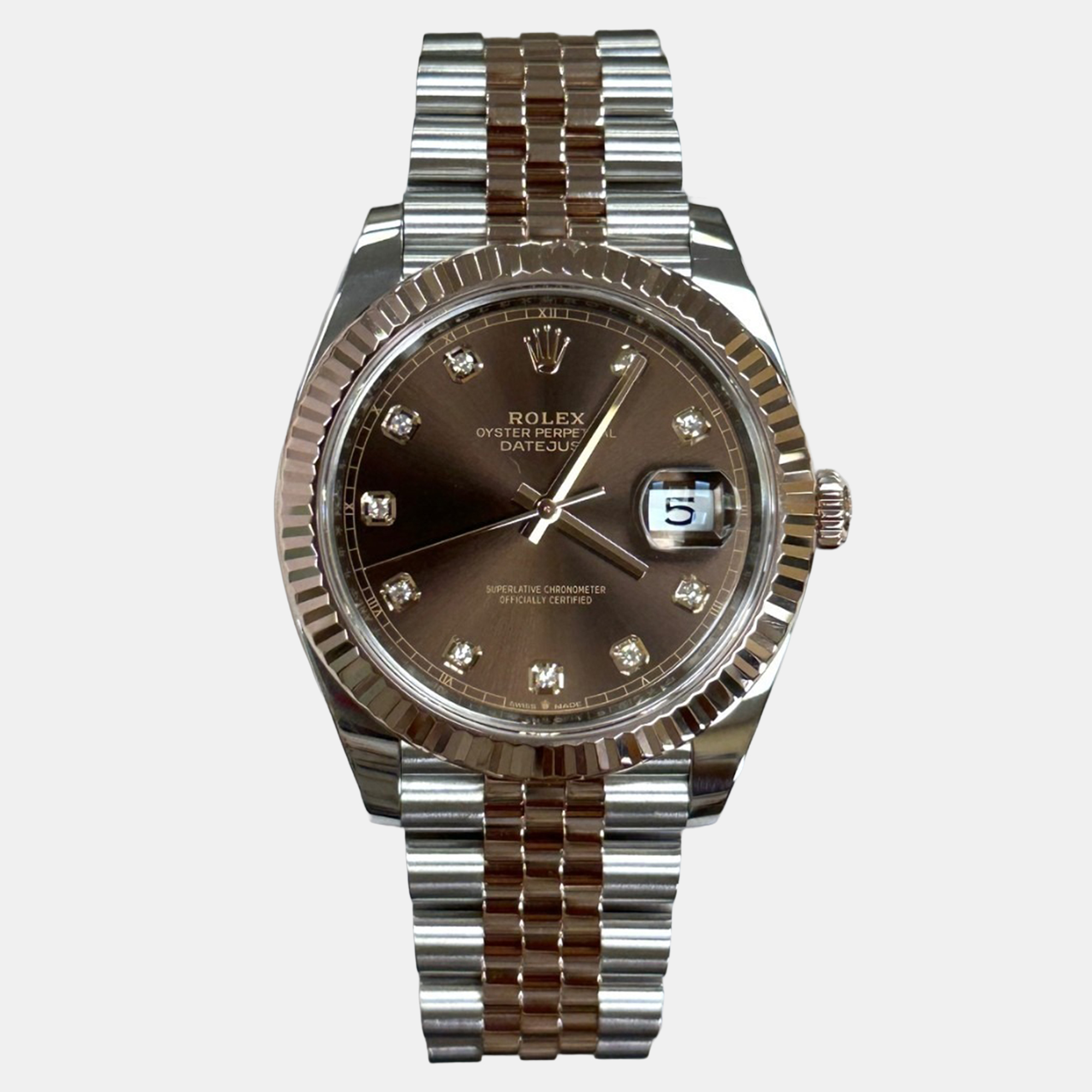 

Rolex Datejust 126331 Automatic Chocolate Diamond 18K Rose Gold Stainless Steel Men's Wristwatch 41 mm, Brown