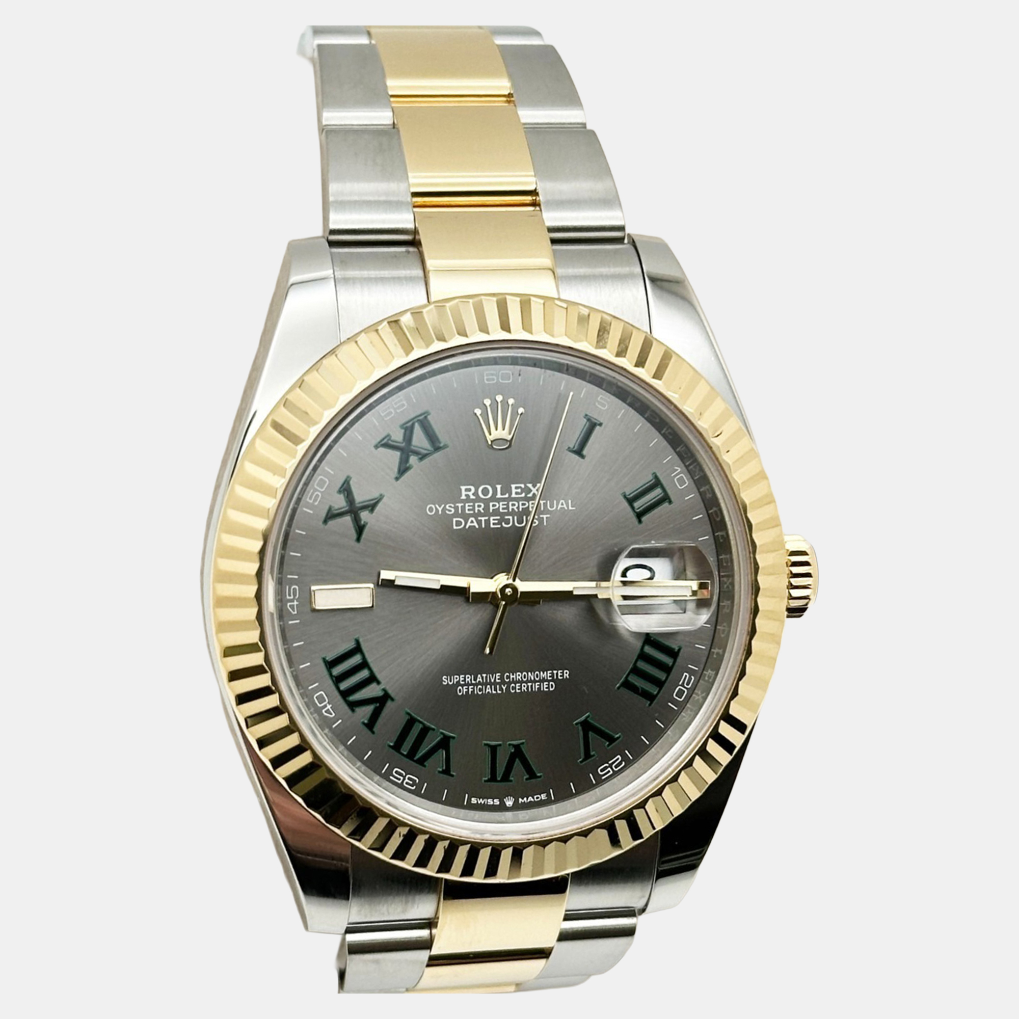 

Rolex Datejust 126333 Automatic Slate Wimbledon 18K Yellow Gold Stainless Steel Men's Wristwatch 41 mm, Grey