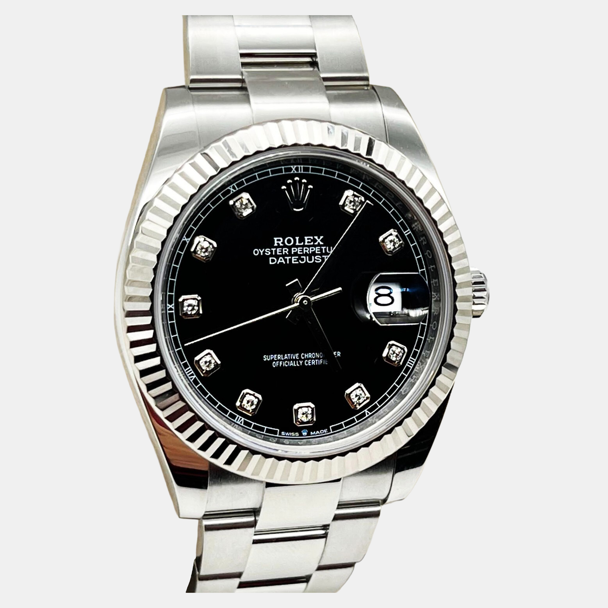 

Rolex Datejust 126334 Automatic Black Diamond 18K White Gold Stainless Steel Men's Wristwatch 41 mm