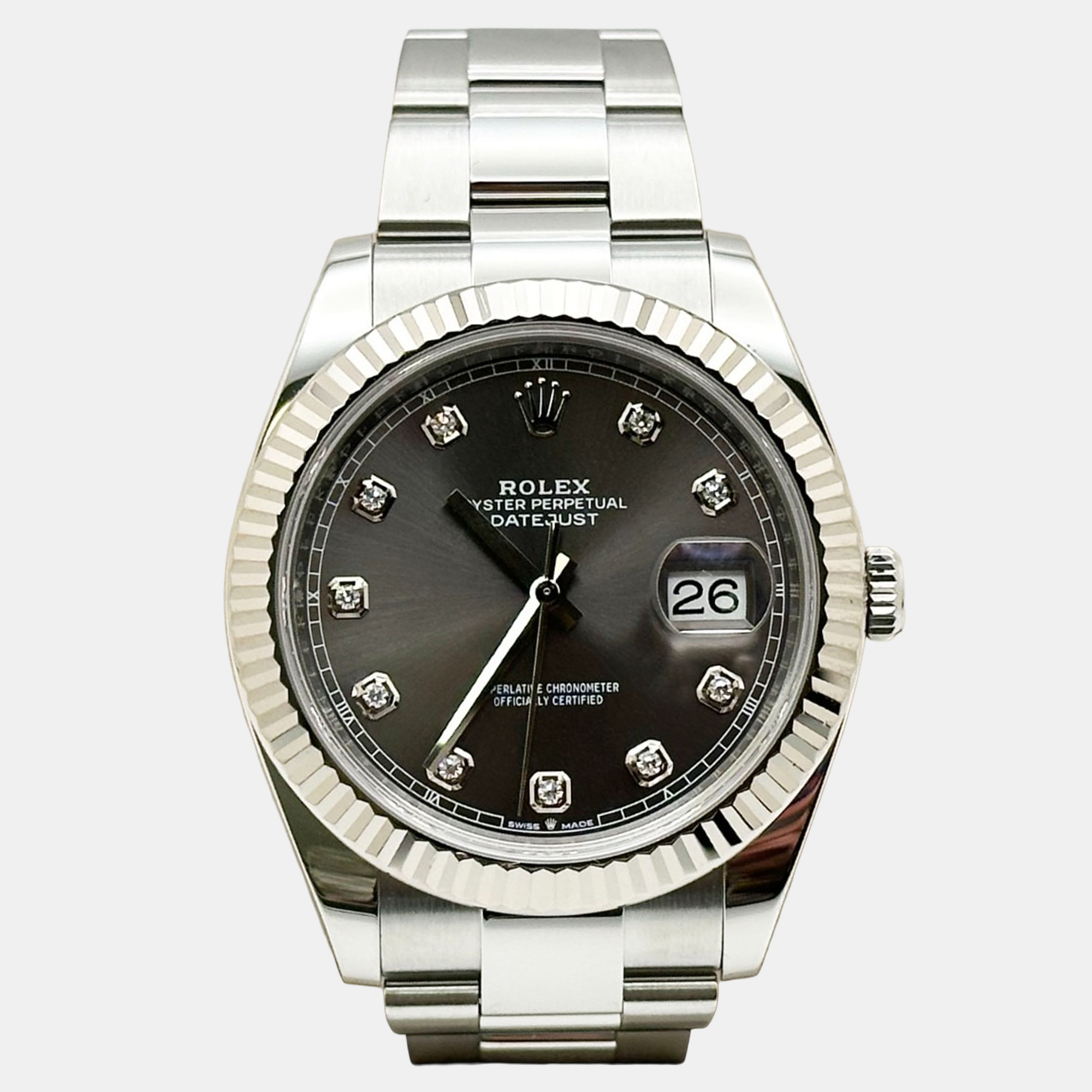 

Rolex Datejust 126334 Automatic Slate Diamond Stainless Steel Men's Wristwatch 41 mm, Grey