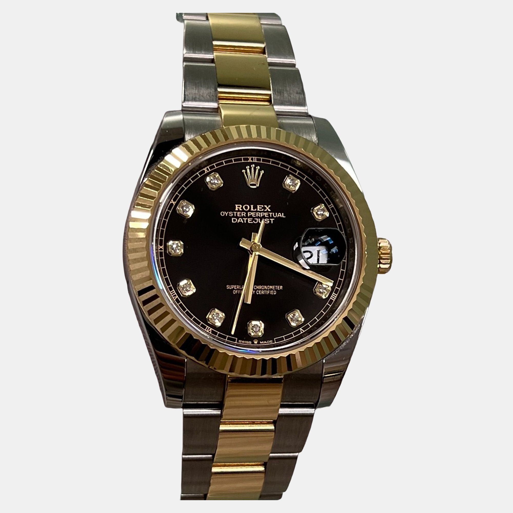 

Rolex Datejust 126333 Automatic Black Diamond 18K Yellow Gold Stainless Steel Men's Wristwatch 41 mm