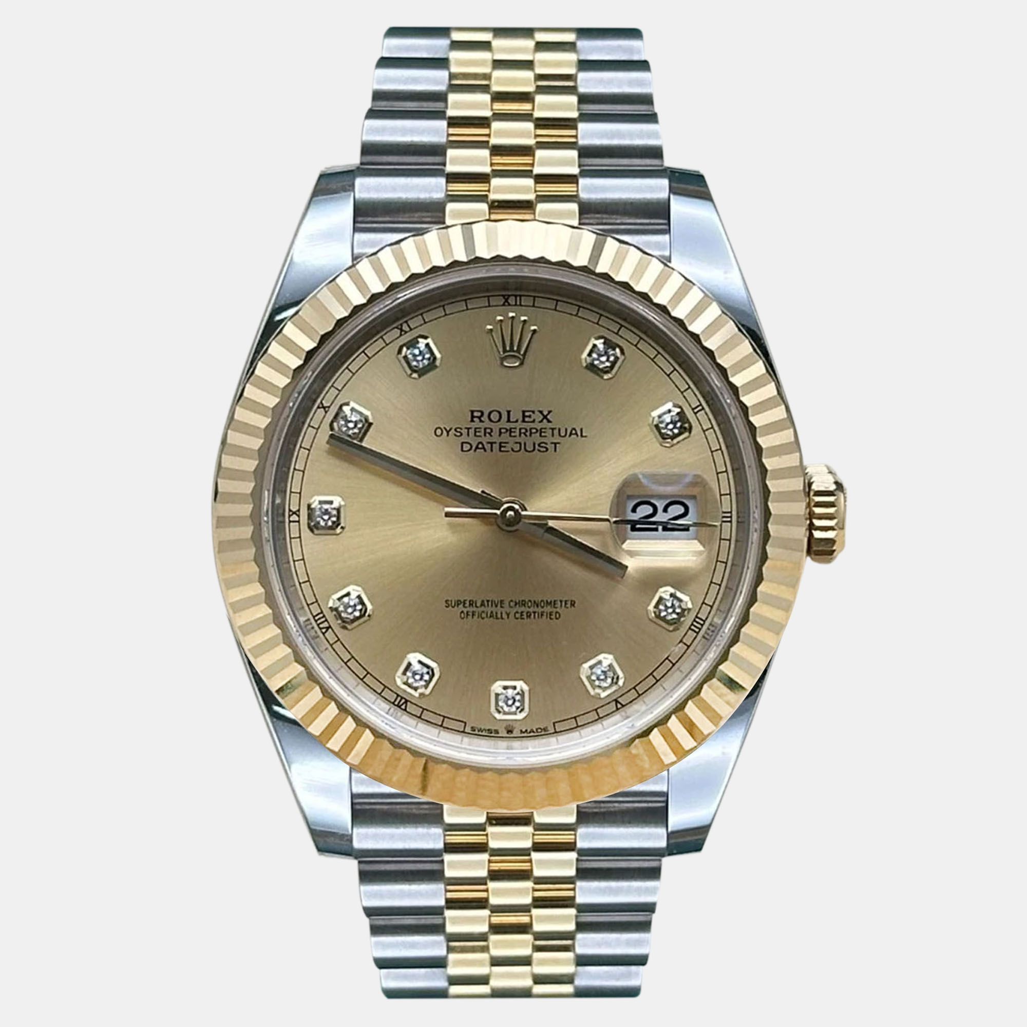 

Rolex Datejust 126333 Automatic Champagne Diamond 18K Yellow Gold Stainless Steel Men's Wristwatch 41 mm