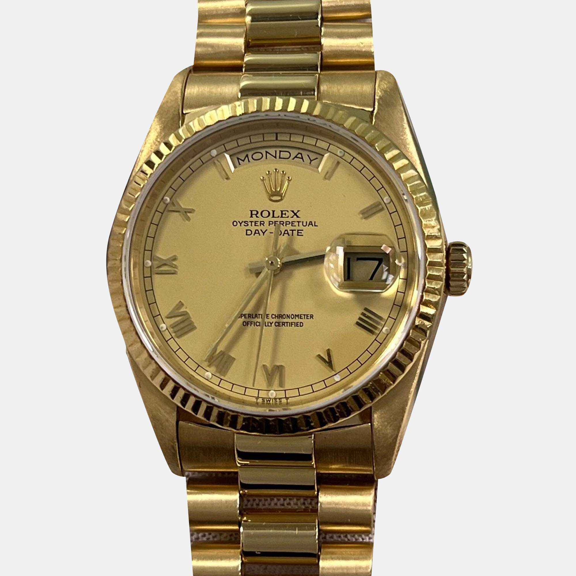 

Rolex President Day-Date 18238 Automatic Champagne 18K Yellow Gold Men's Wristwatch 36 mm