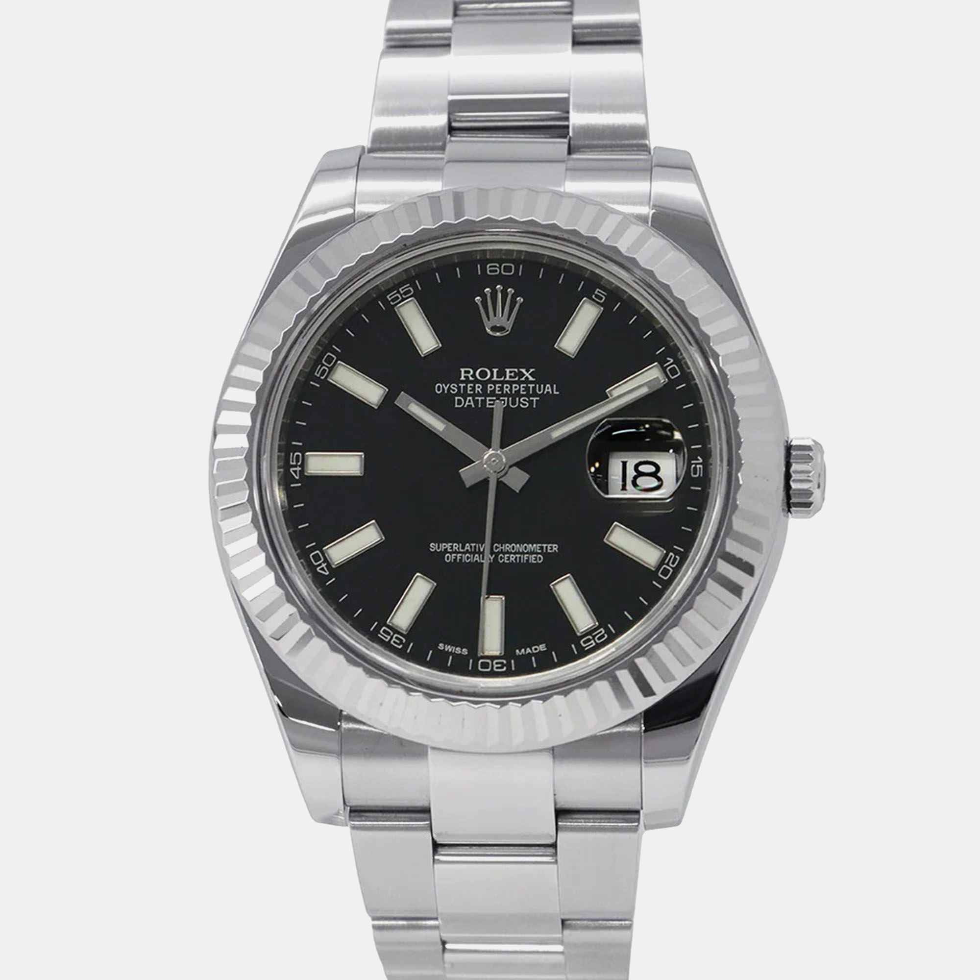 

Rolex Datejust II 116334 Automatic Black 18k White Gold Stainless Steel Men's Wristwatch 41 mm