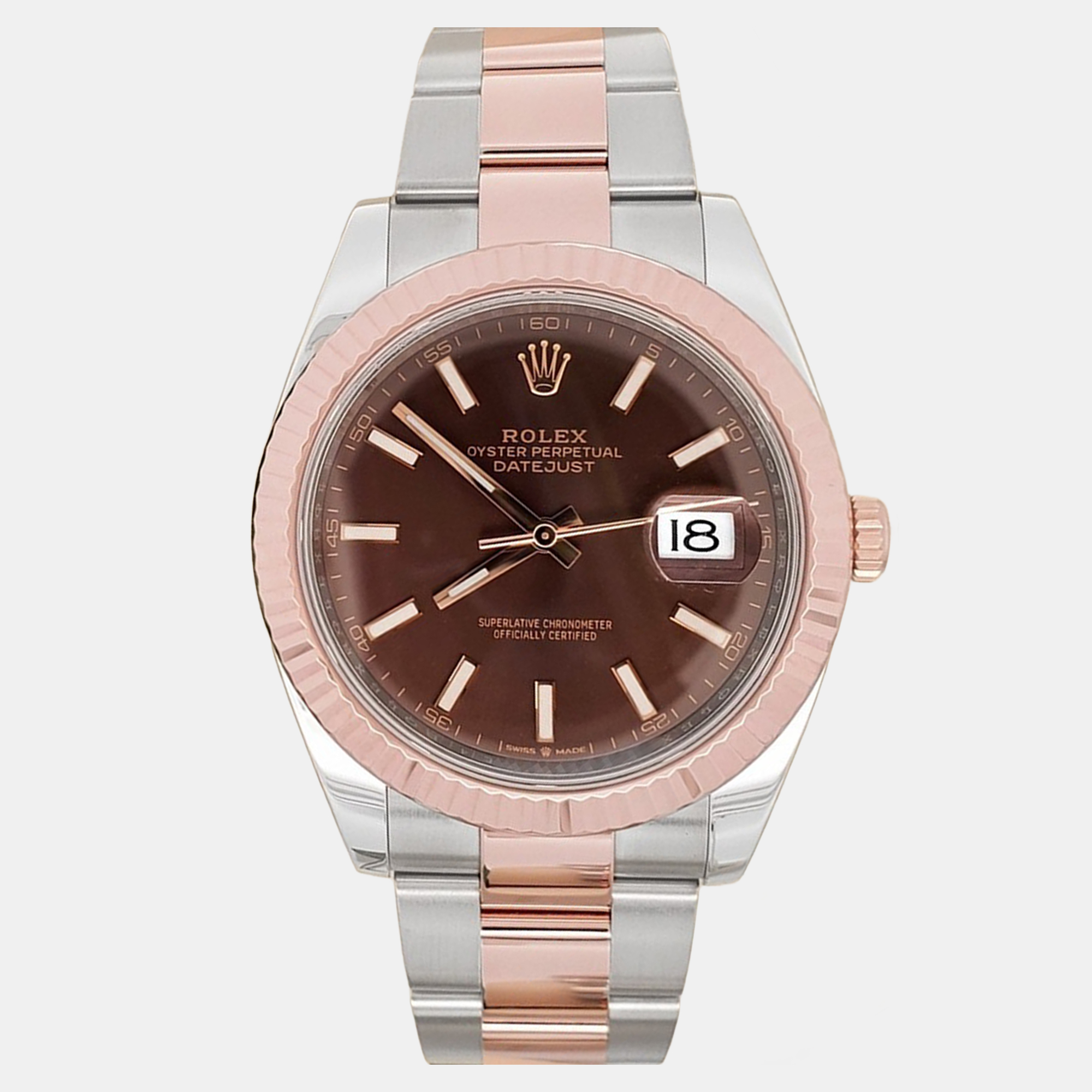 

Rolex Datejust 126331 Automatic Chocolate 18K Rose Gold Stainless Steel Men's Wristwatch 41 mm, Brown
