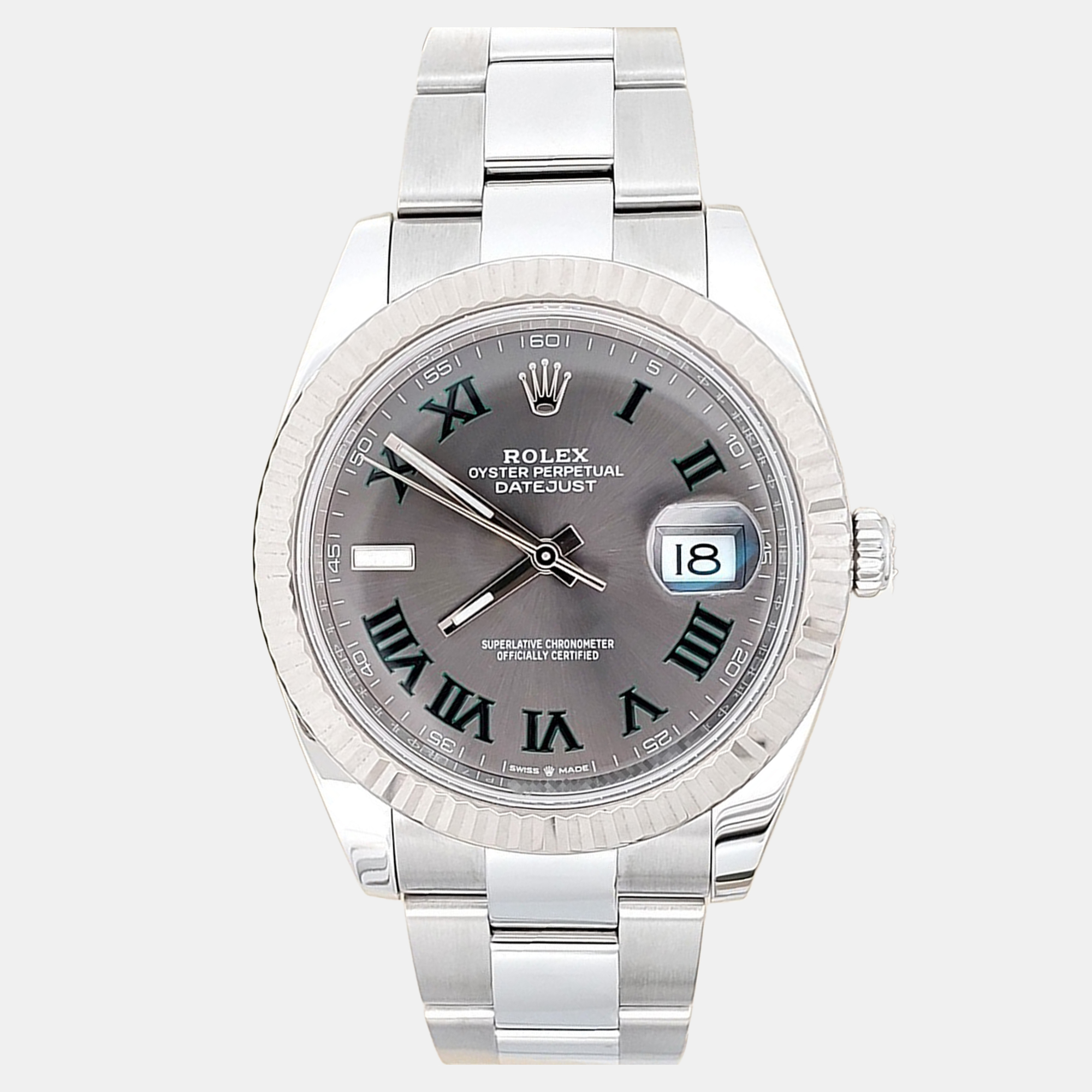 

Rolex Datejust 126334 Automatic Wimbledon 18K White Gold Stainless Steel Men's Wristwatch 41 mm, Grey