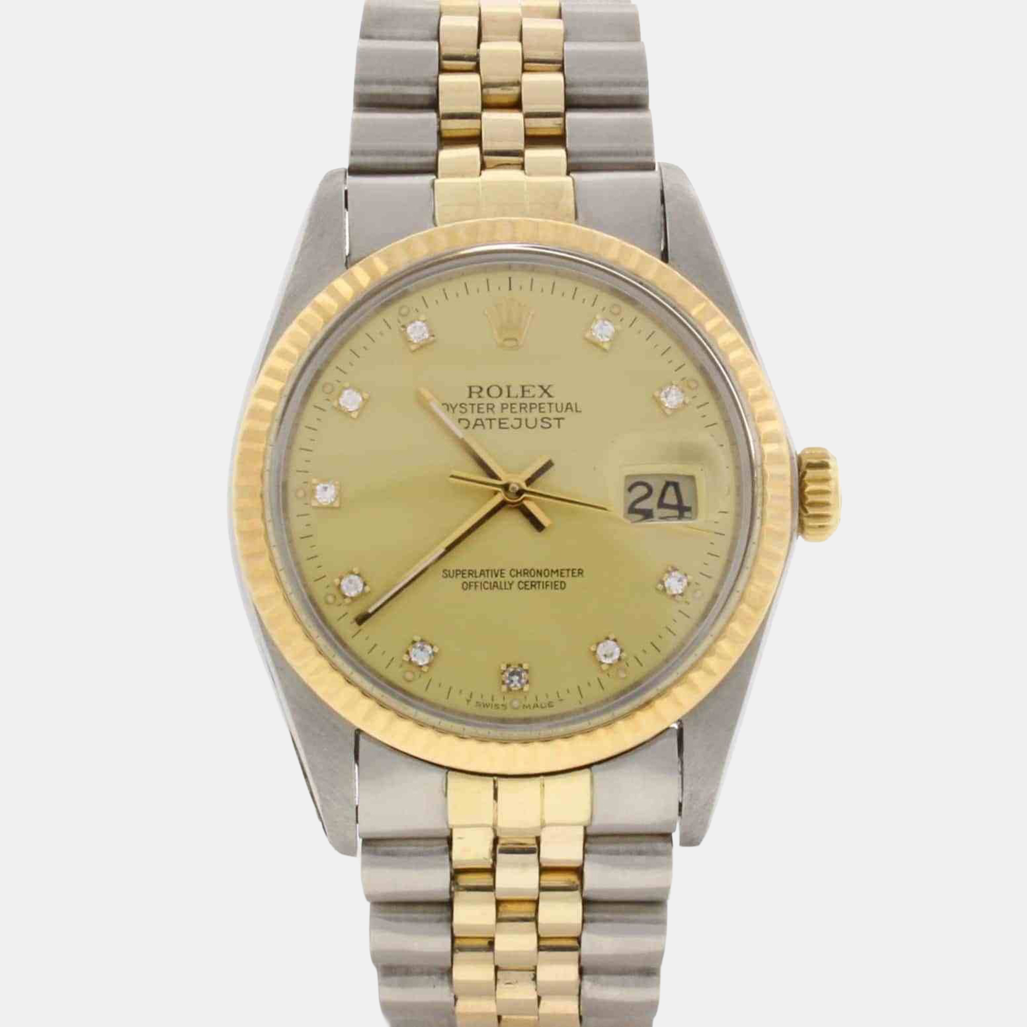 

Rolex Datejust 16013 Automatic Champagne Diamond 18K Yellow Gold Stainless Steel Men's Wristwatch 36 mm