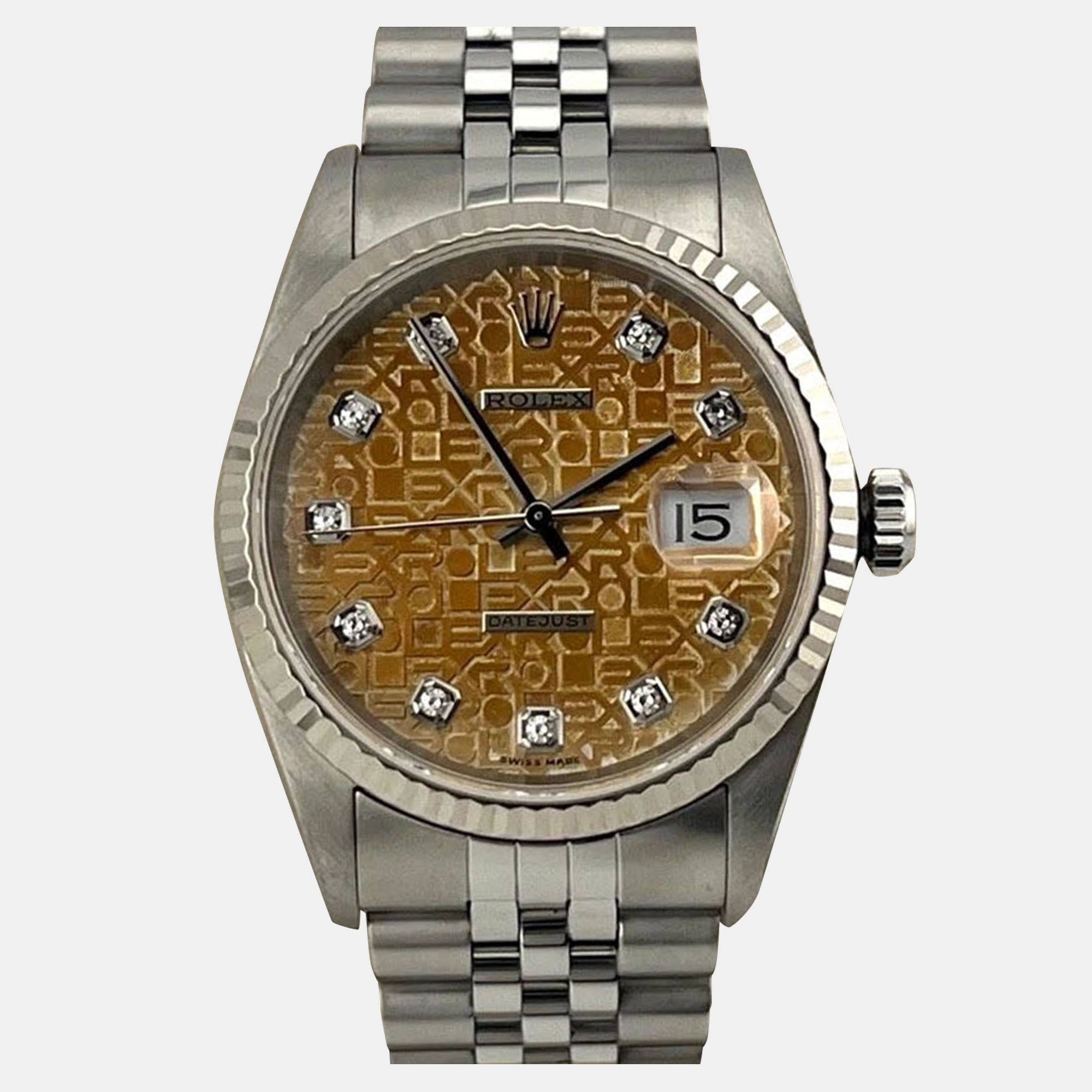 

Rolex Datejust 16234 Automatic Tropical Diamond Dial 18k White Gold Stainless Steel Men's Wristwatch, Orange