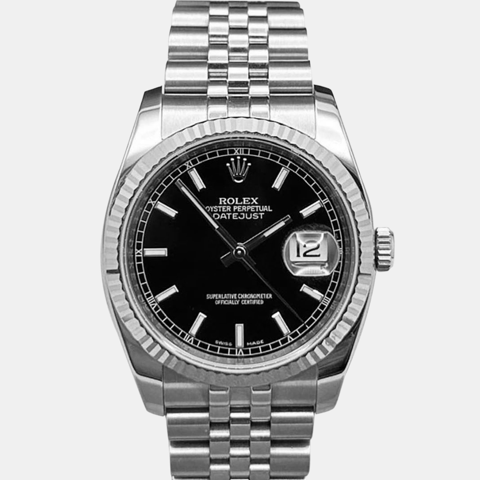 

Rolex Datejust 116234 Automatic Black Dial 18k White Gold Stainless Steel Men's Wristwatch