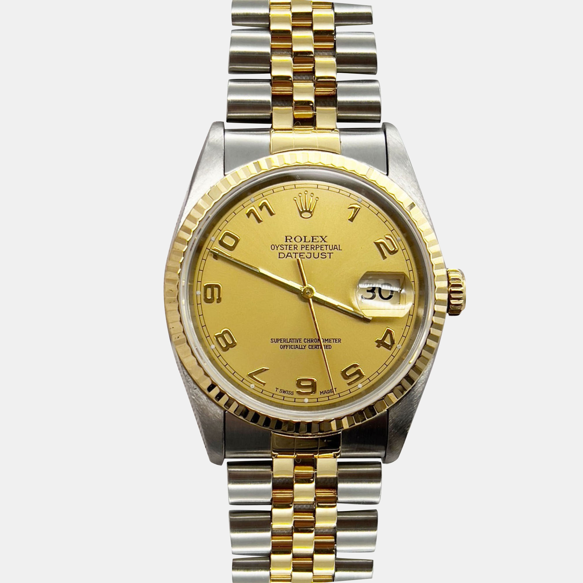 

Rolex Datejust 16233 Automatic Champagne Arabic Dial 18K Yellow Gold Stainless Steel Men's Wristwatch