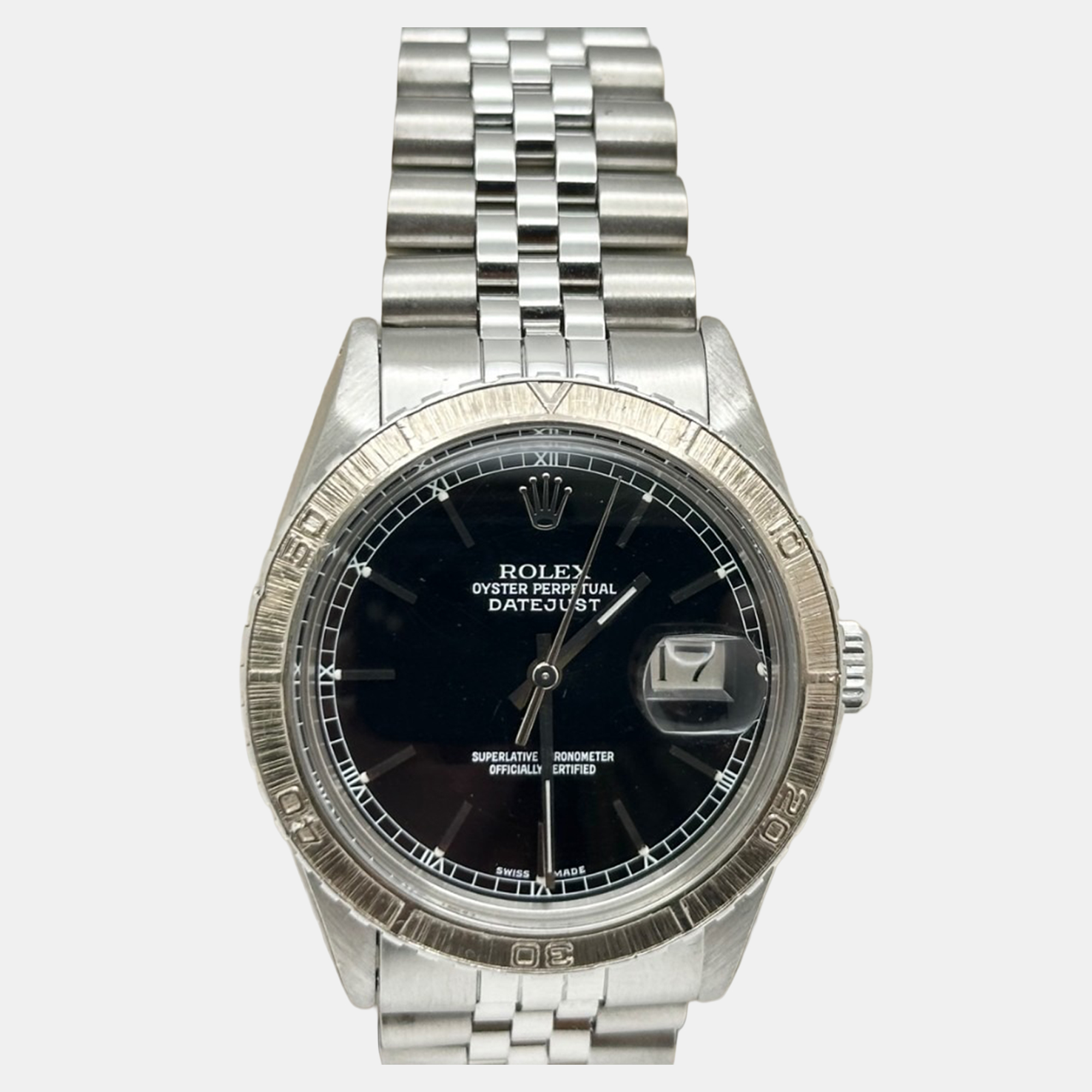 

Rolex Datejust Turn-O-Graph 16250 Automatic Black Dial Stainless Steel Men's Wristwatch 36 mm