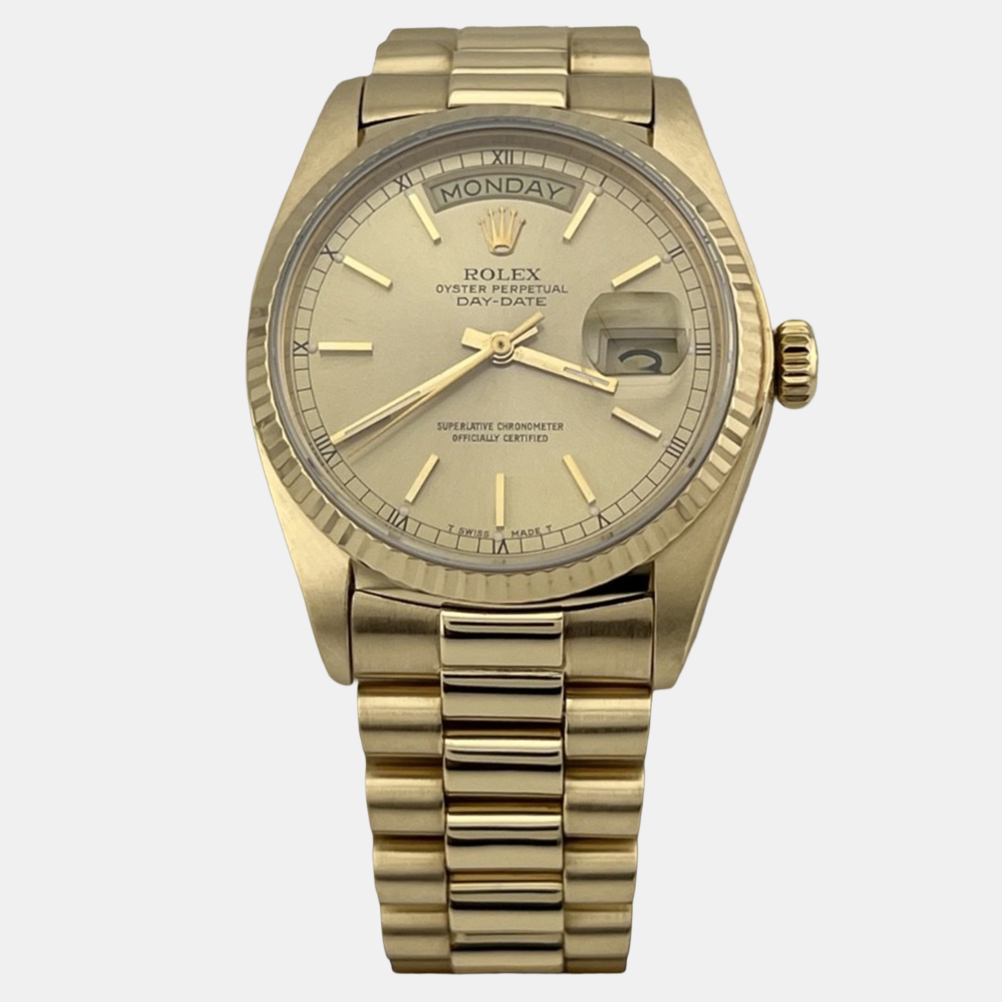 

Rolex Day-Date President 18038 Automatic Champagne Dial 18k Yellow Gold Men's Wristwatch