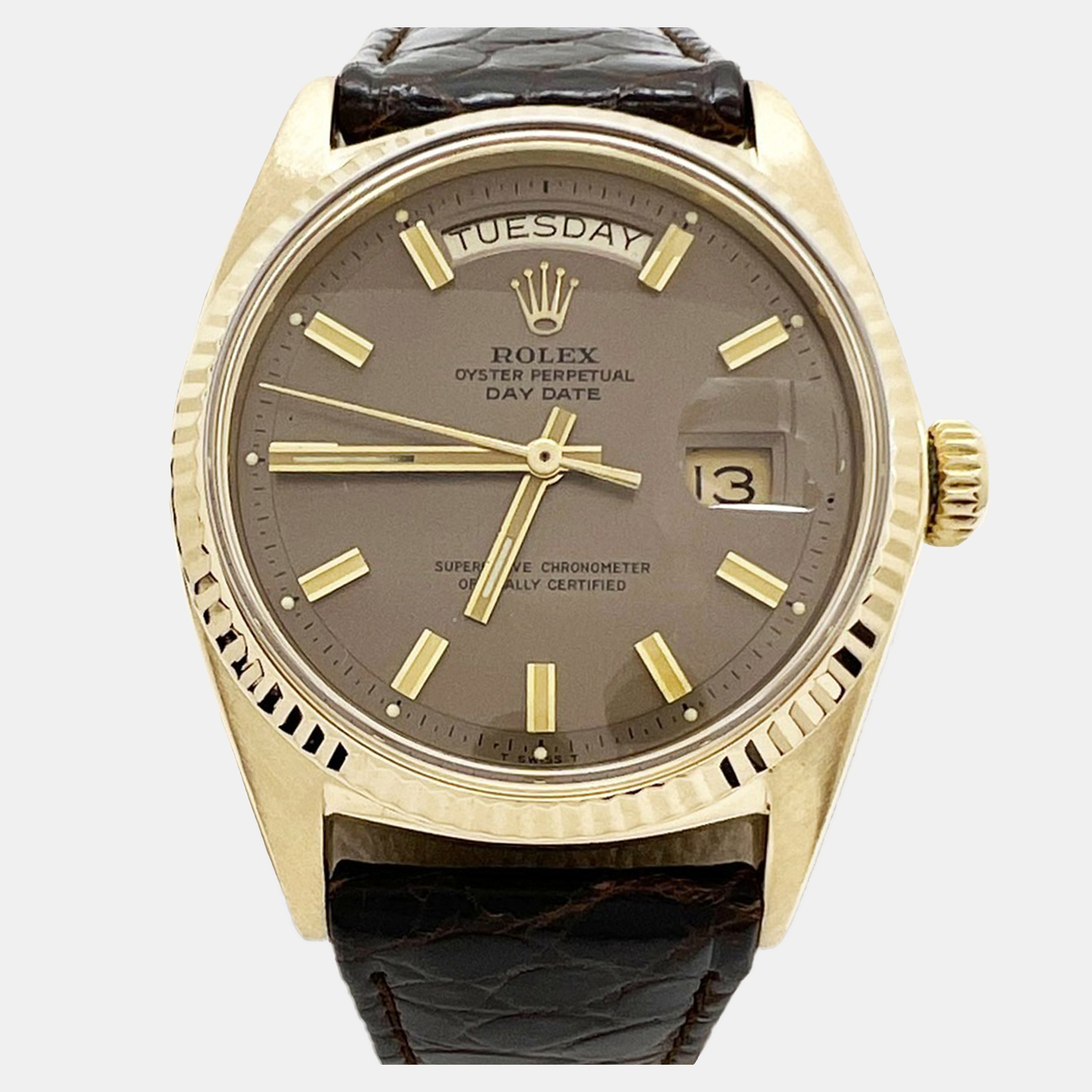 

Rolex Day-Date President 1803 Automatic Bronze Wide Boy Dial 18K Yellow Gold Men's Wristwatch, Brown