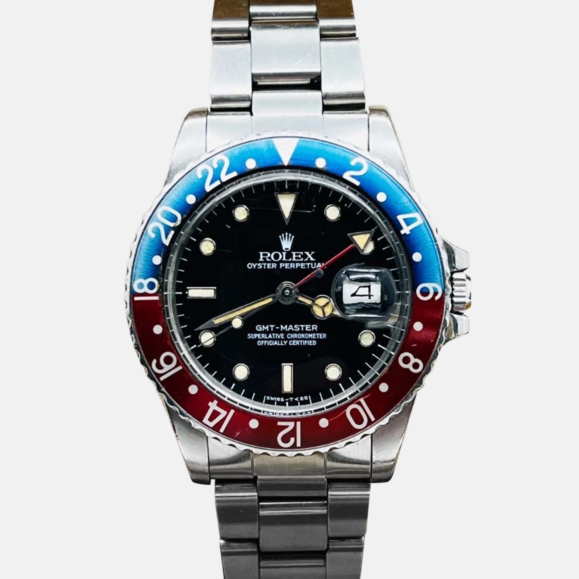

Rolex GMT Master 16750 Automatic Black Spider Dial Stainless Steel Men's Wristwatch 40 mm
