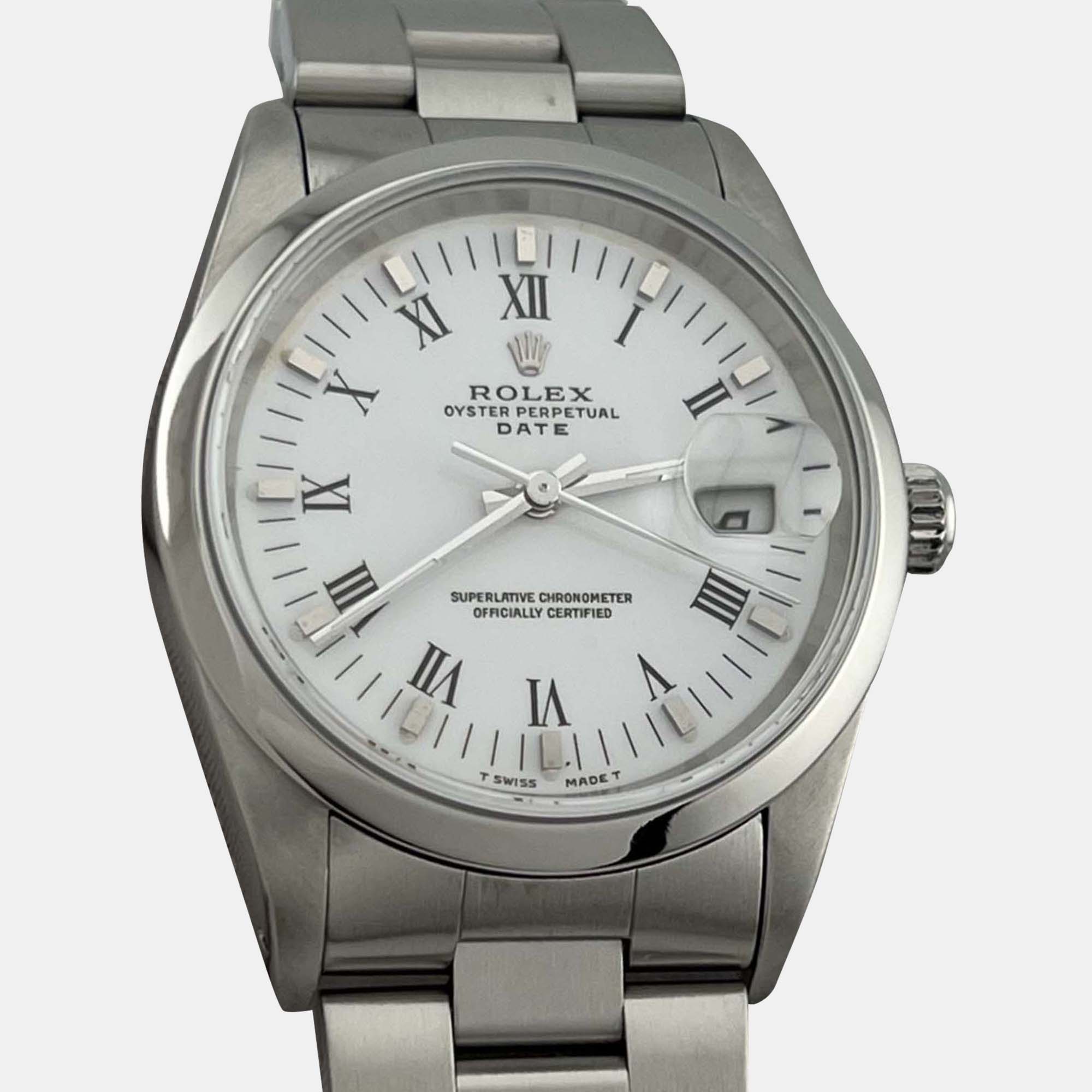 

Rolex Date 15200 Automatic White Stainless Steel Men's Wristwatch 34 mm
