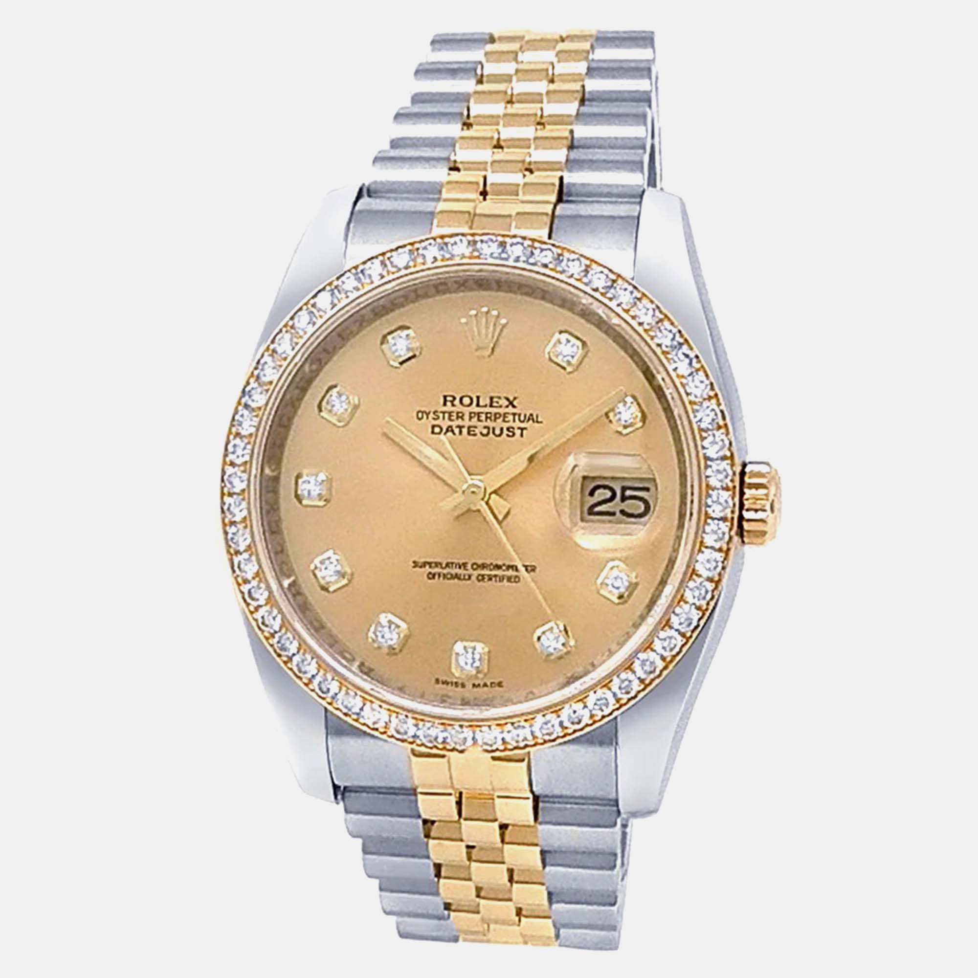 

Rolex Datejust 116243 Automatic Champagne Dial 18k Yellow Gold Stainless Steel Diamond Men's Wristwatch