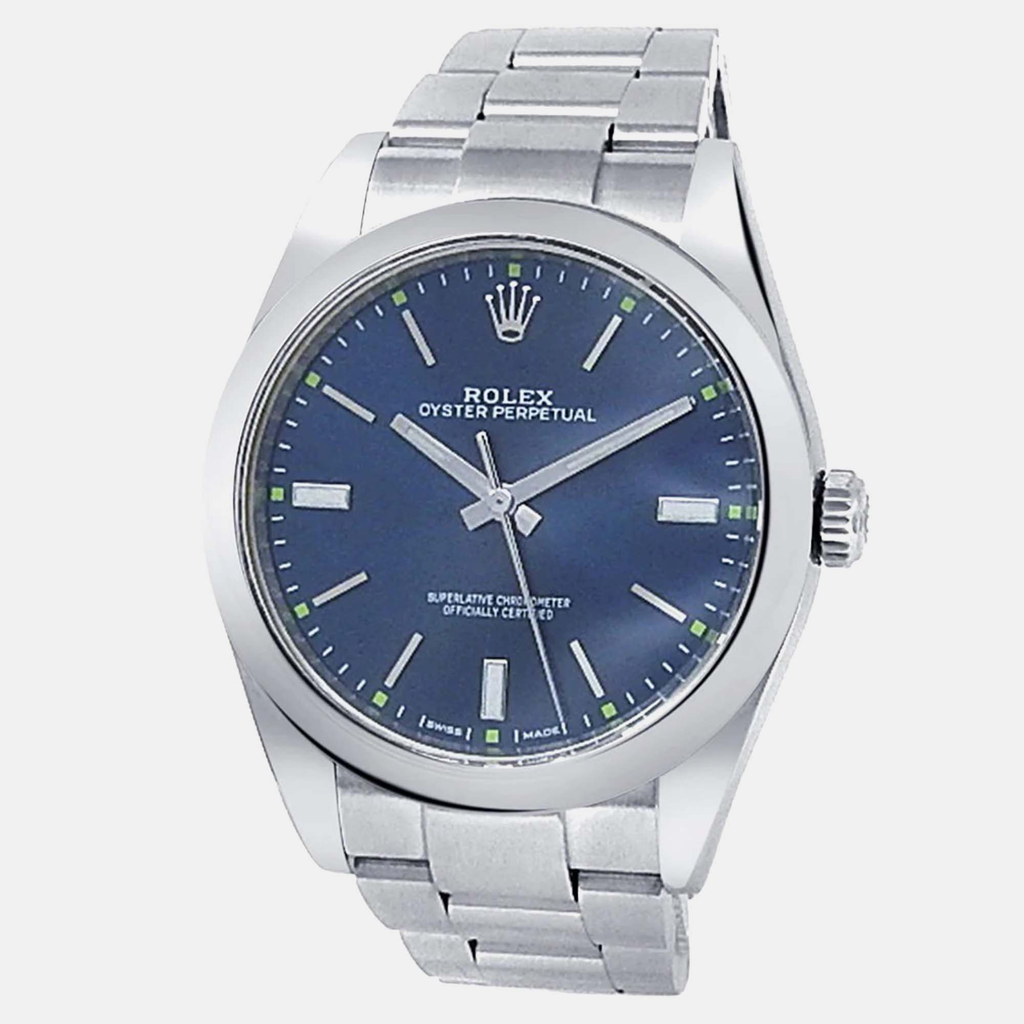 

Rolex Oyster Perpetual 114300 Automatic Blue Dial Stainless Steel Men's Wristwatch 39 mm