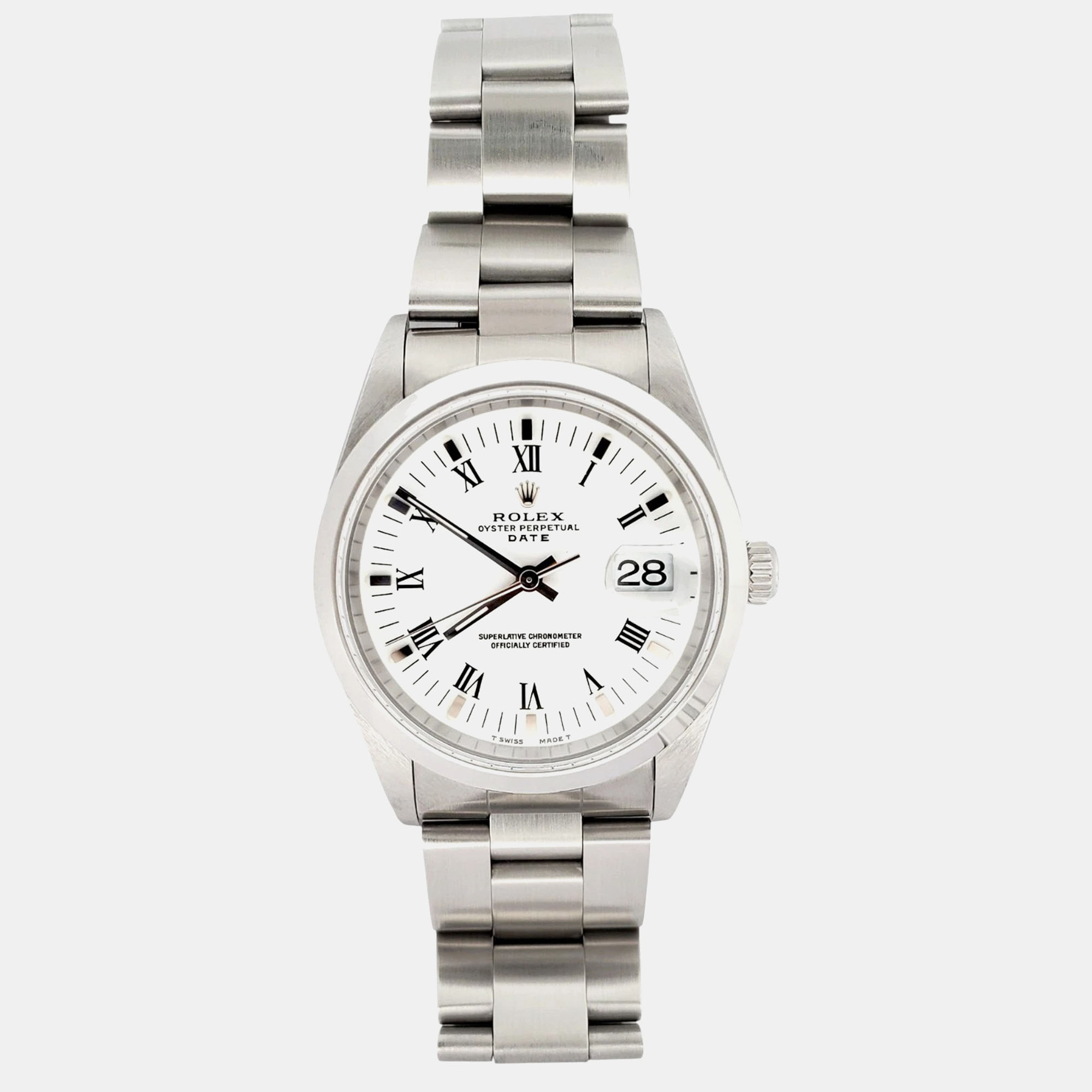 

Rolex Oyster Perpetual Date 15200 Automatic White Dial Stainless Steel Men's Wristwatch 34 mm