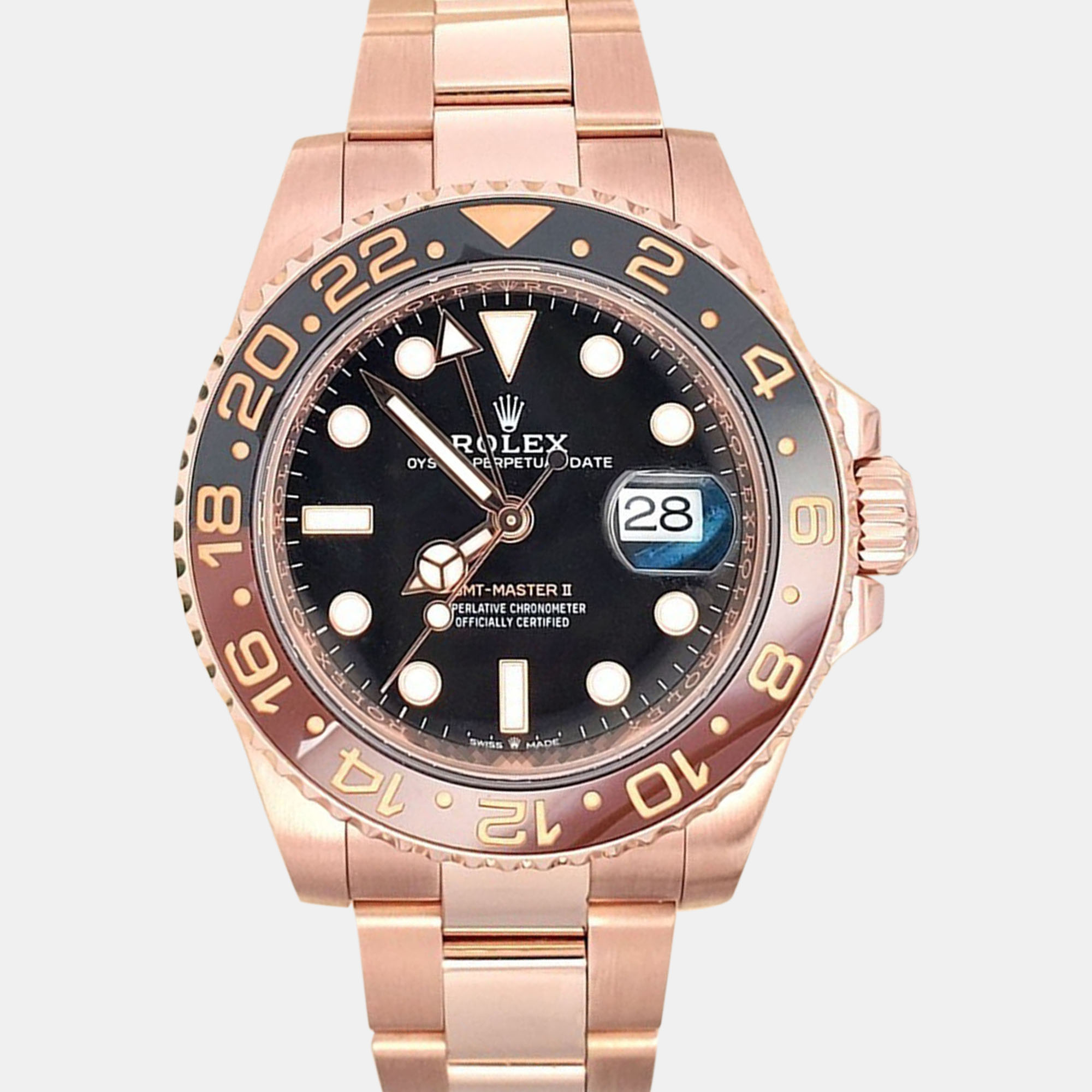 Rolex GMT-Master II Rootbeer 126715CHNR Automatic Black Dial 18K Rose Gold Men’s Wristwatch 40 mm