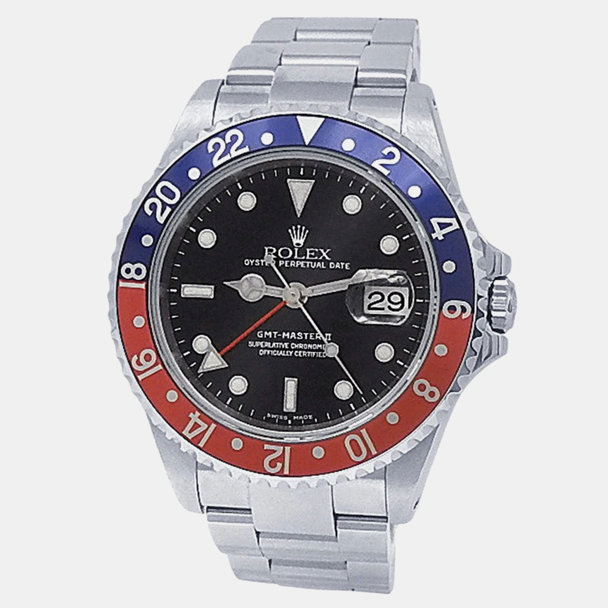 

Rolex GMT-Master II Pepsi 16710 Automatic Black Dial Stainless Steel Men's Wristwatch