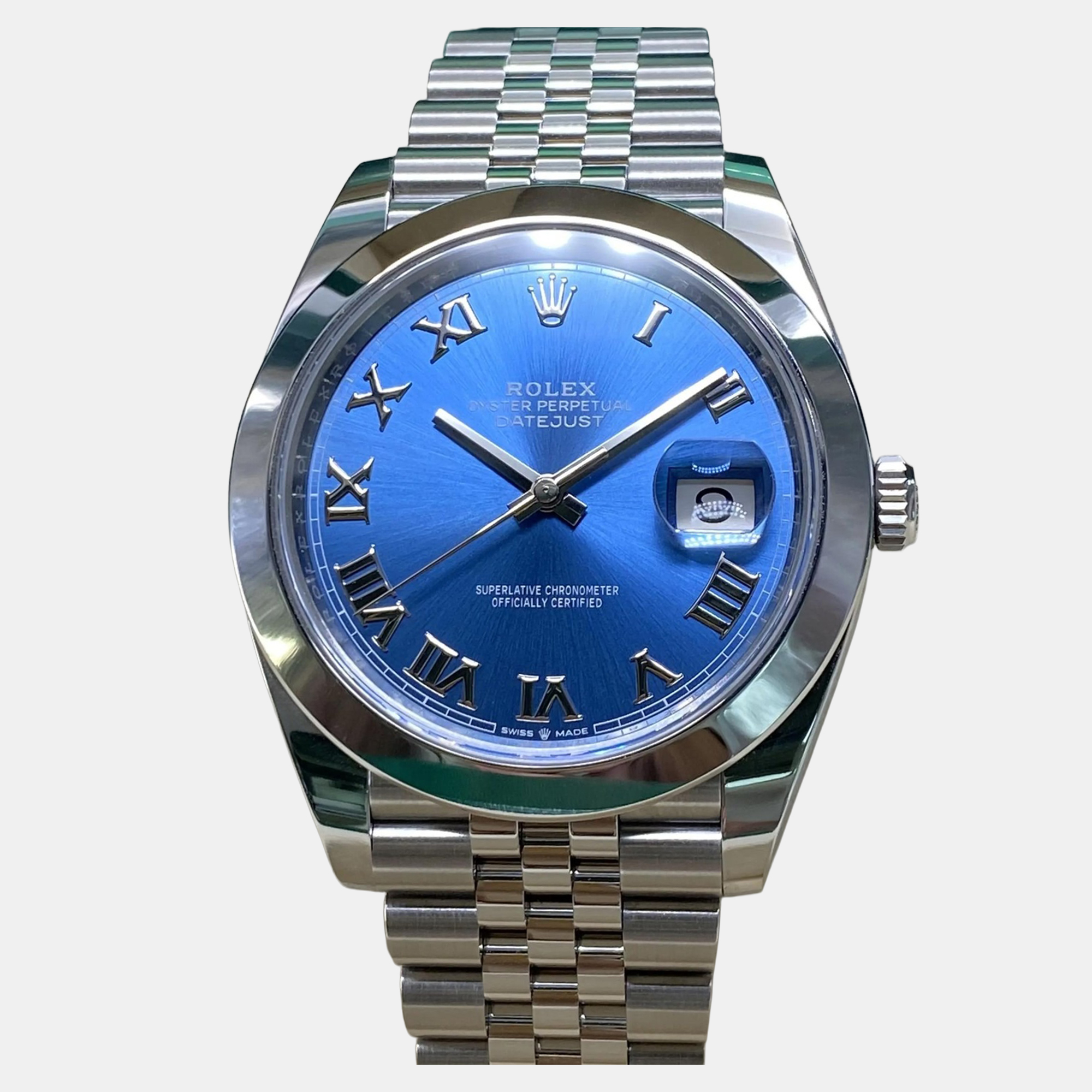 

Rolex Datejust 126300 Automatic Blue Roman Dial Stainless Steel Men's Wristwatch 41 mm